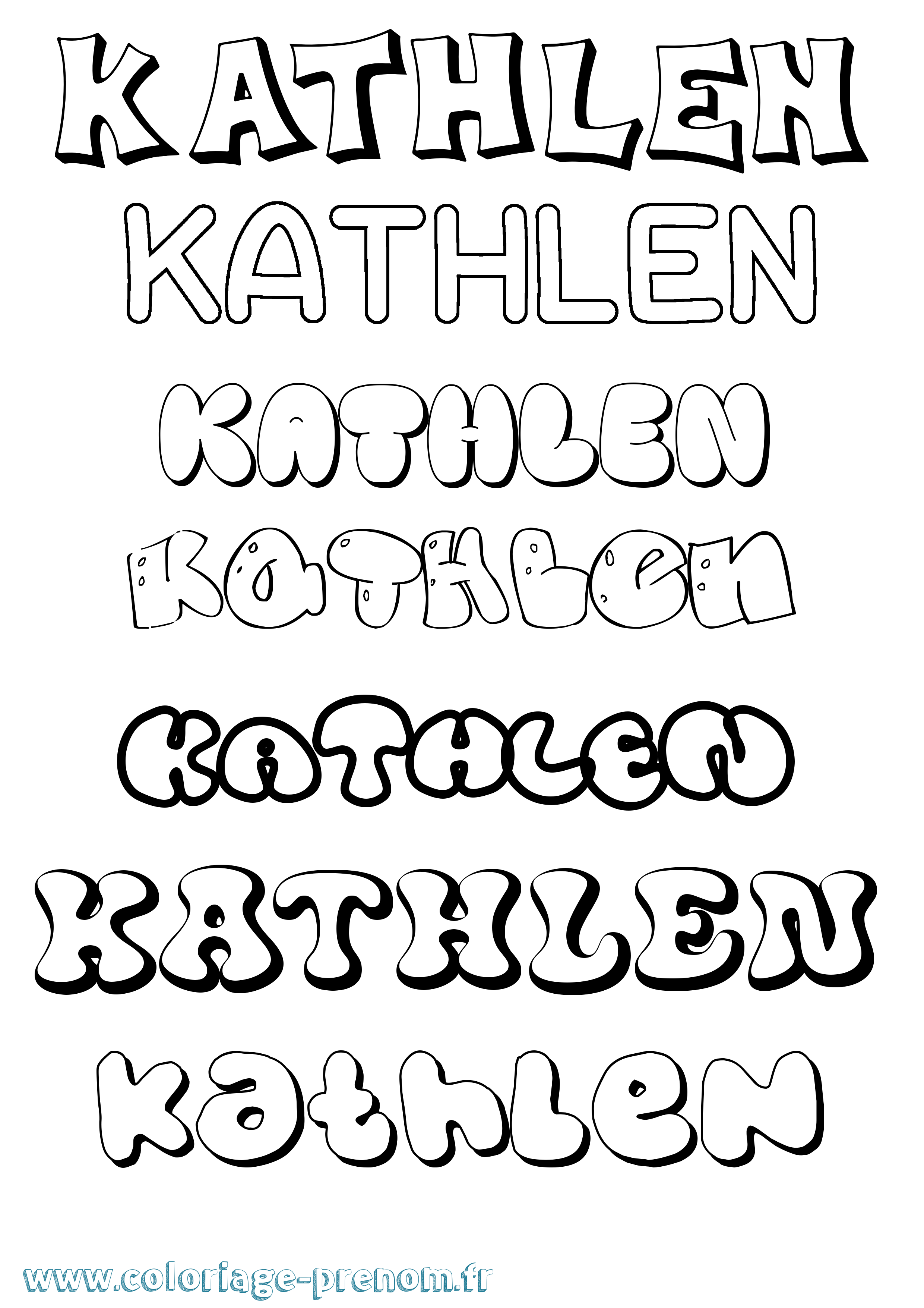 Coloriage Kathlen Bubble Coloriage prénom Kathlen Bubble