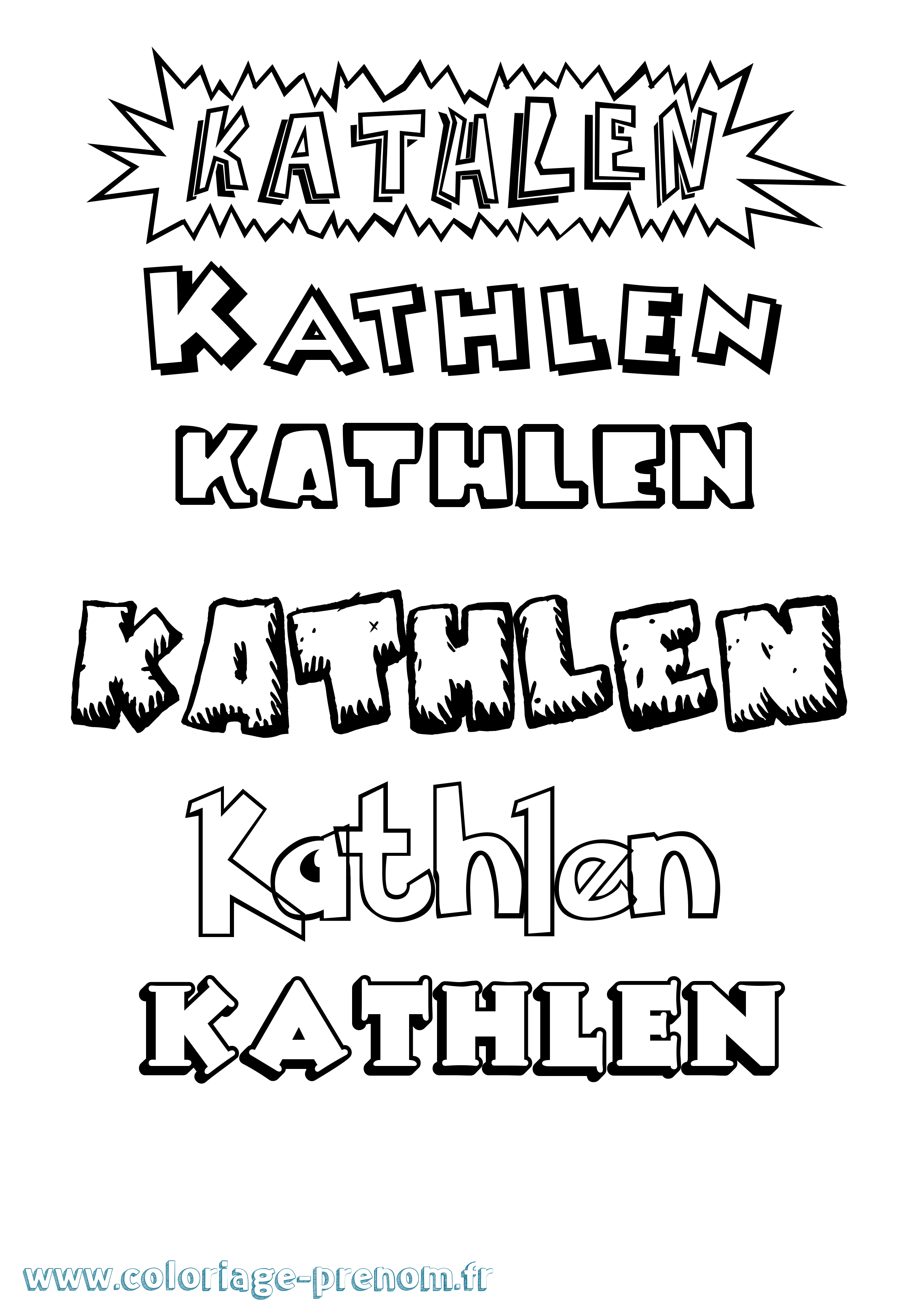 Coloriage Kathlen Dessin Animé Coloriage prénom Kathlen Dessin Animé