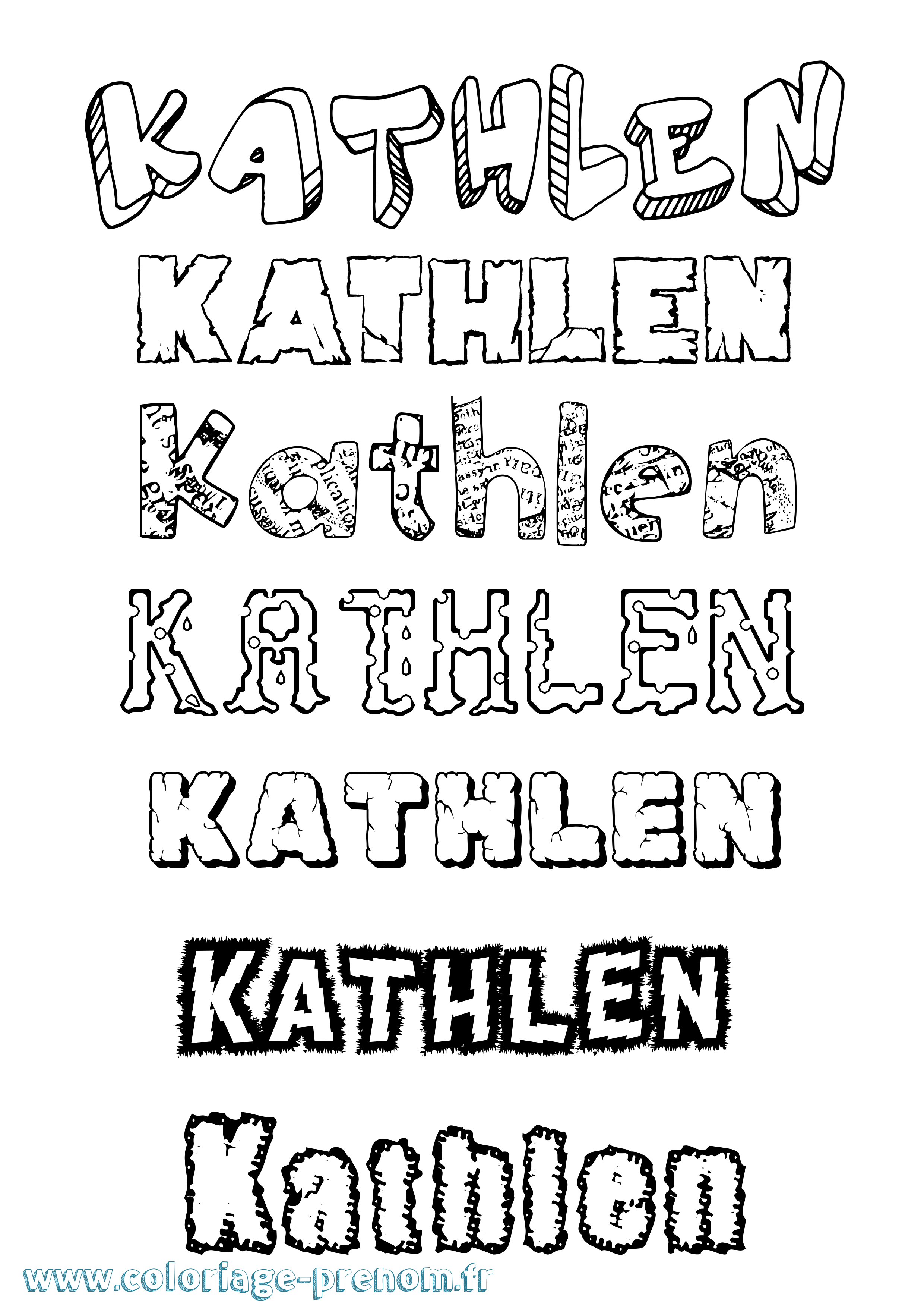 Coloriage Kathlen Destructuré Coloriage prénom Kathlen Destructuré