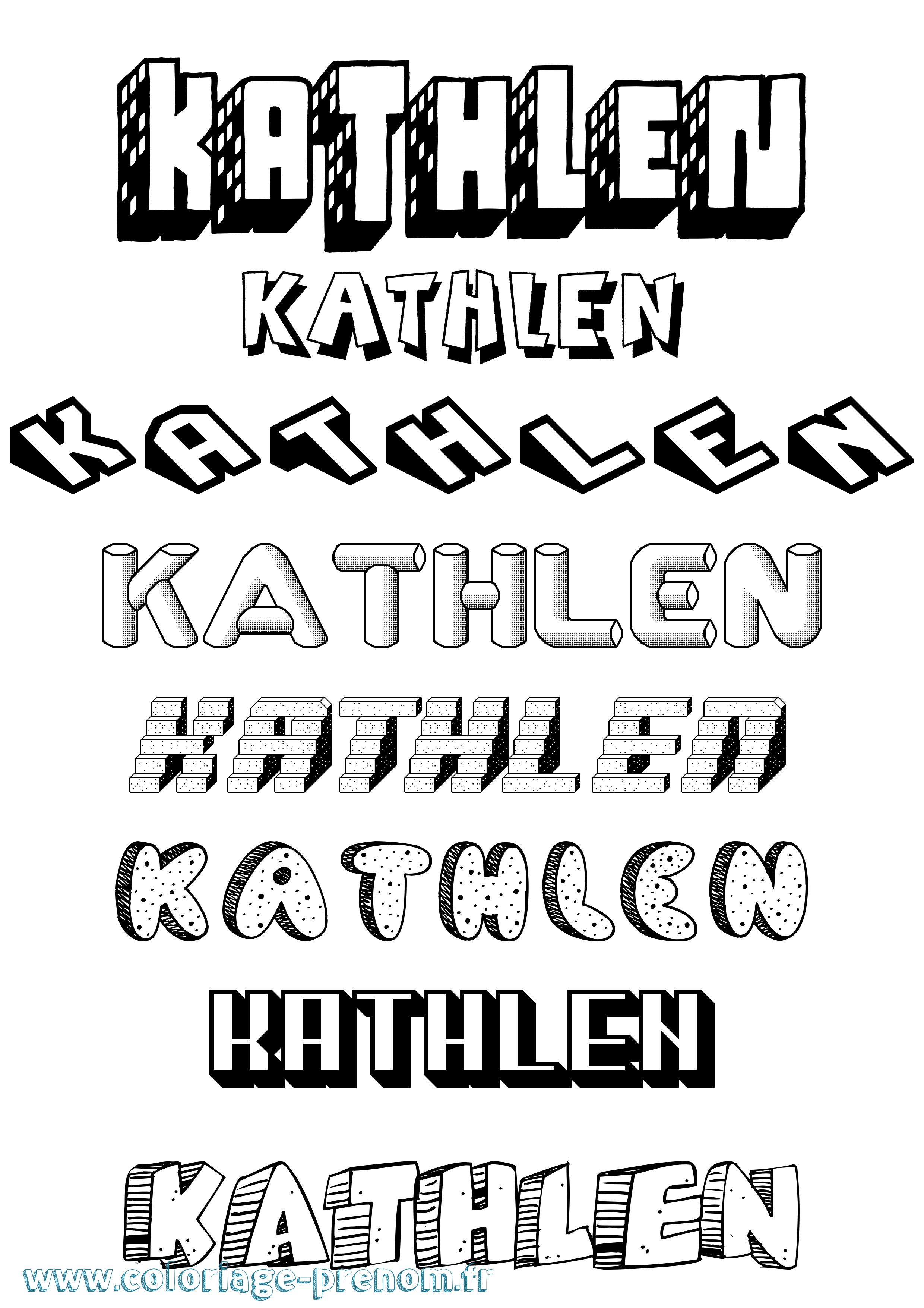 Coloriage Kathlen Effet 3D Coloriage prénom Kathlen Effet 3D