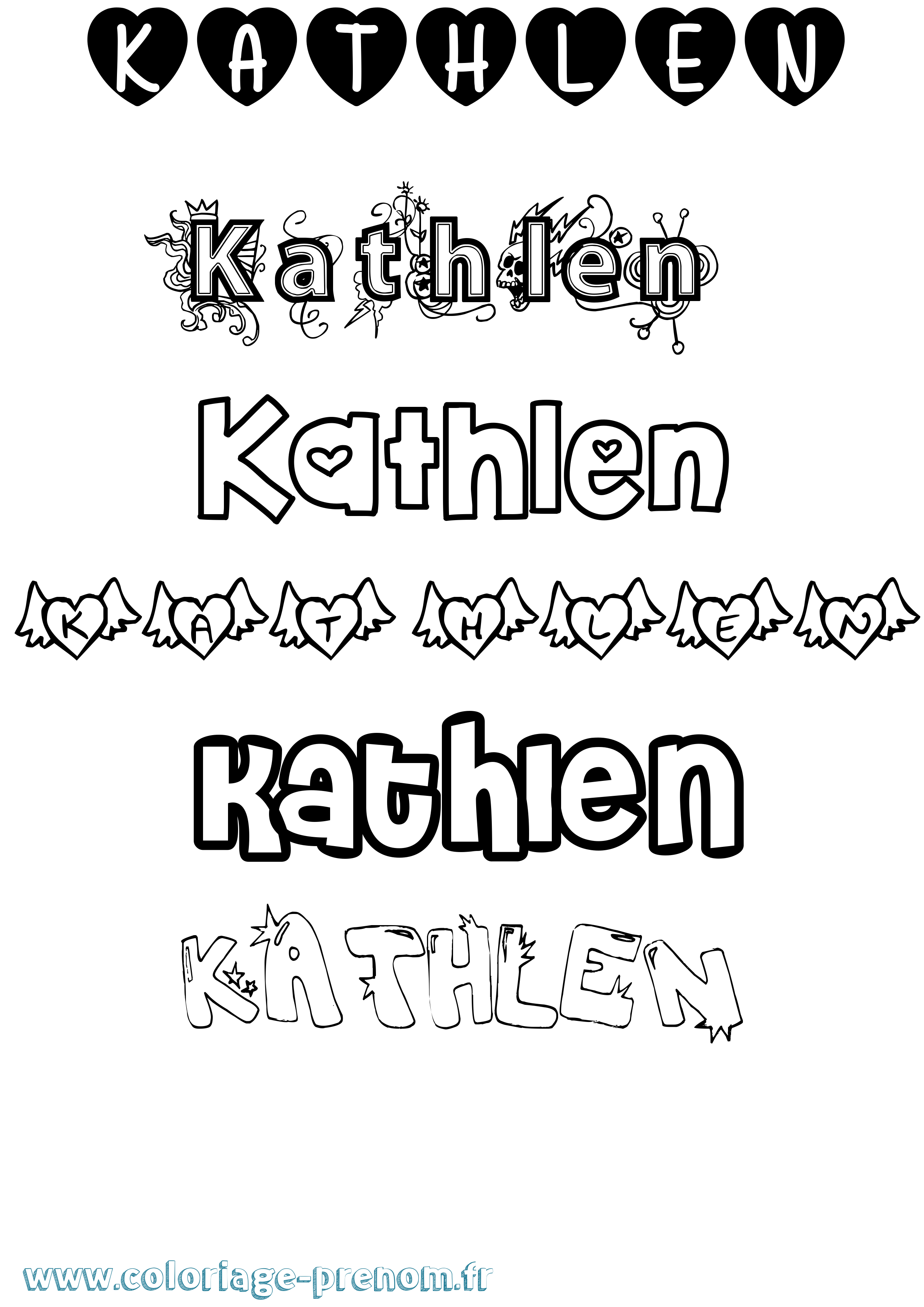 Coloriage Kathlen Girly Coloriage prénom Kathlen Girly