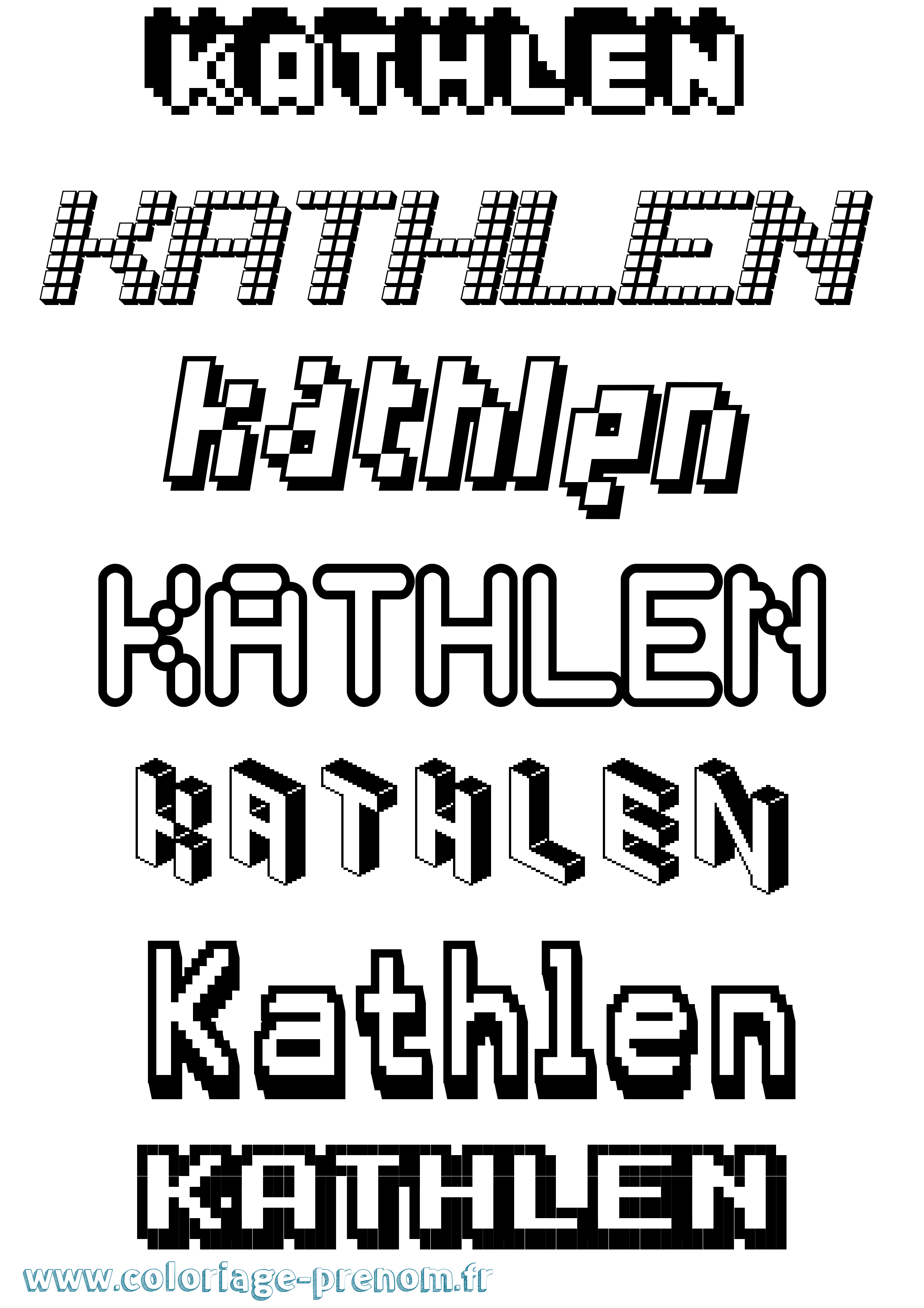 Coloriage Kathlen Pixel Coloriage prénom Kathlen Pixel