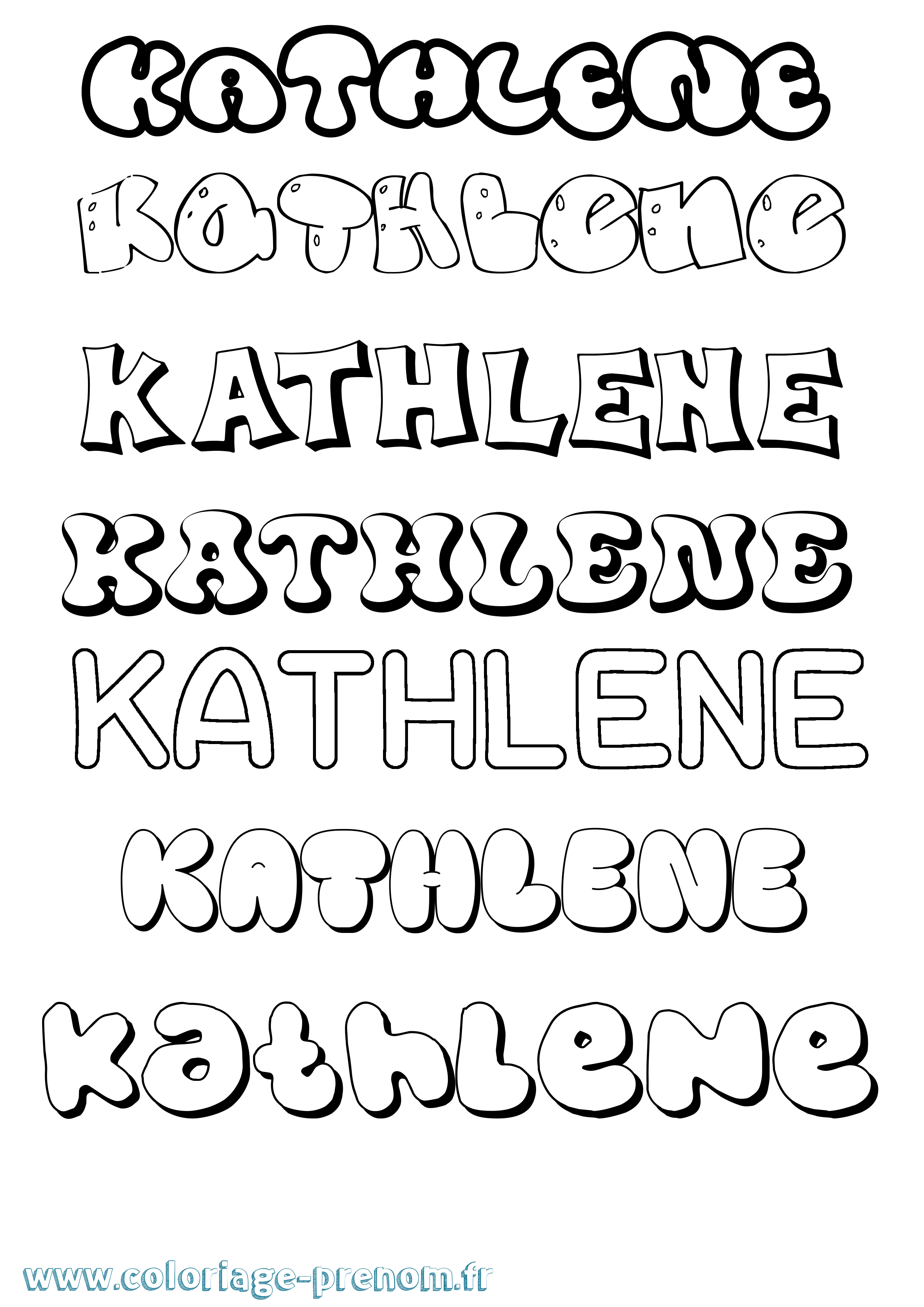 Coloriage Kathlene Bubble Coloriage prénom Kathlene Bubble