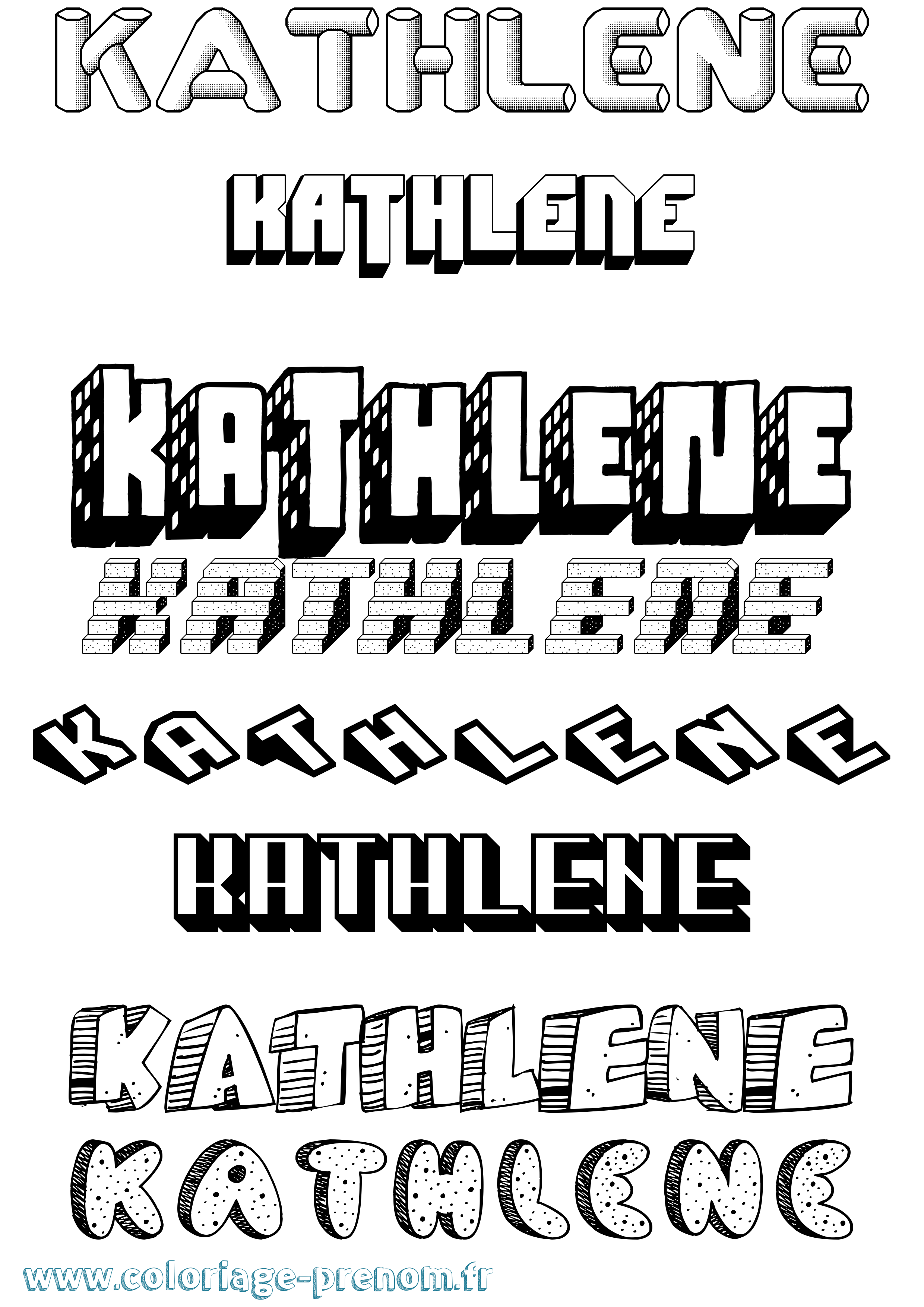 Coloriage Kathlene Effet 3D Coloriage prénom Kathlene Effet 3D