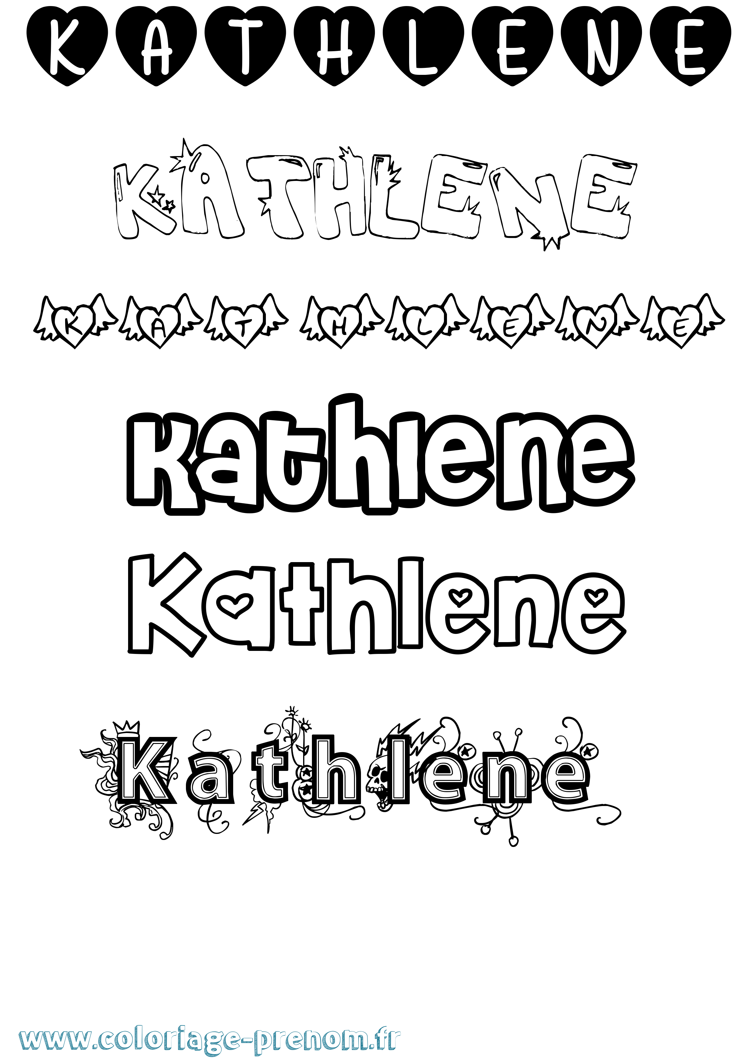 Coloriage Kathlene Girly Coloriage prénom Kathlene Girly
