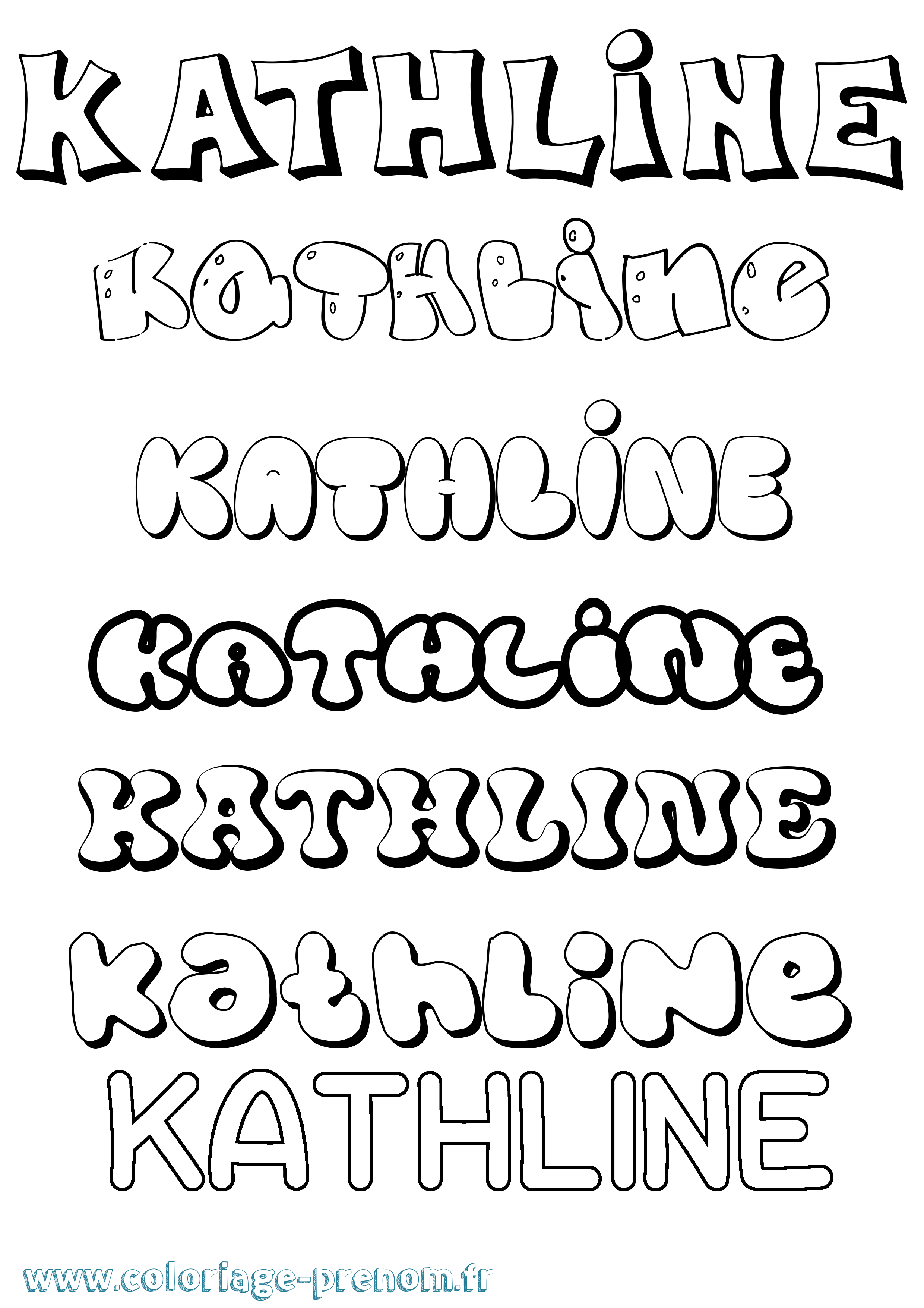Coloriage Kathline Bubble Coloriage prénom Kathline Bubble