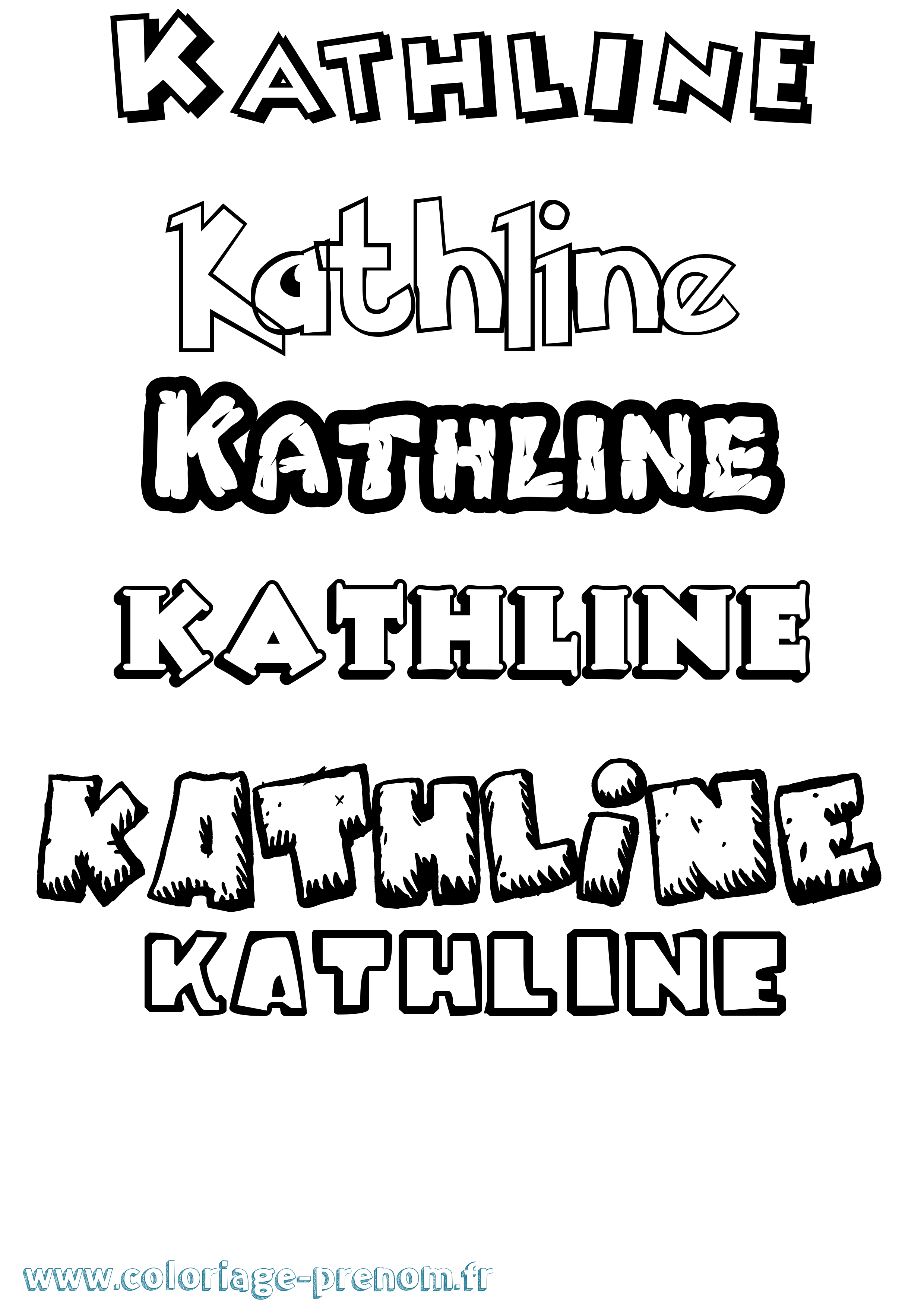 Coloriage Kathline Dessin Animé Coloriage prénom Kathline Dessin Animé