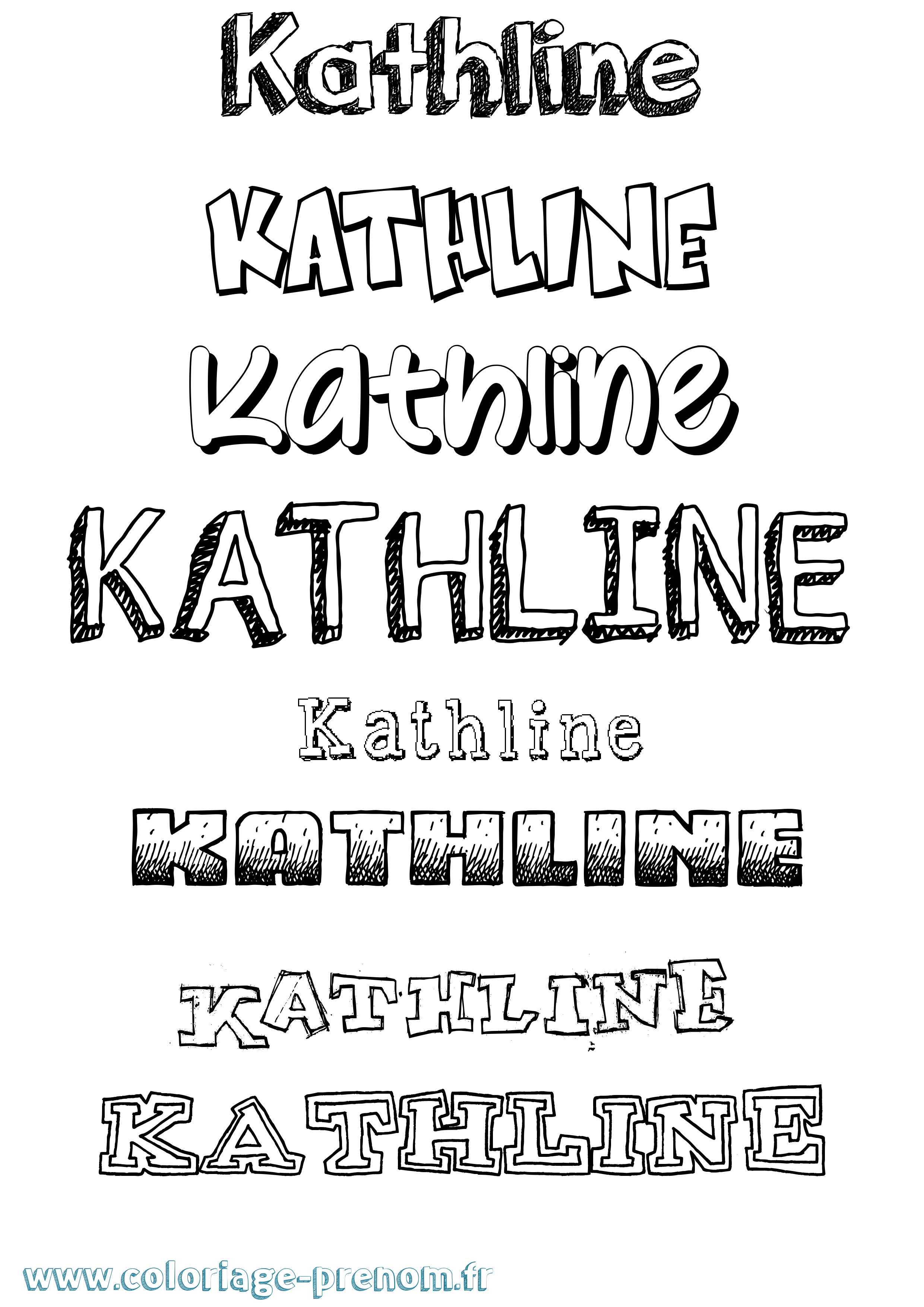 Coloriage Kathline Dessiné Coloriage prénom Kathline Dessiné