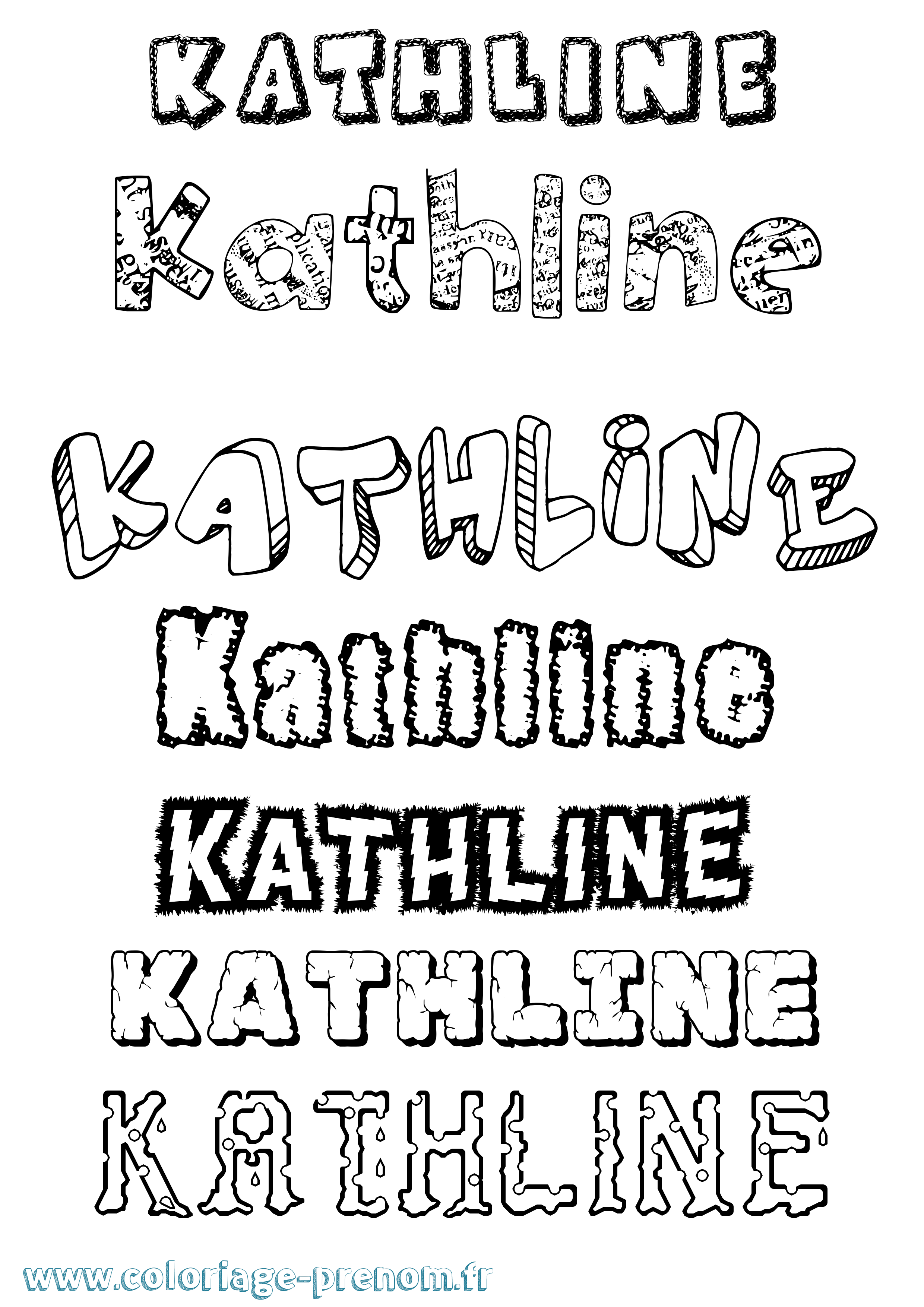 Coloriage Kathline Destructuré Coloriage prénom Kathline Destructuré