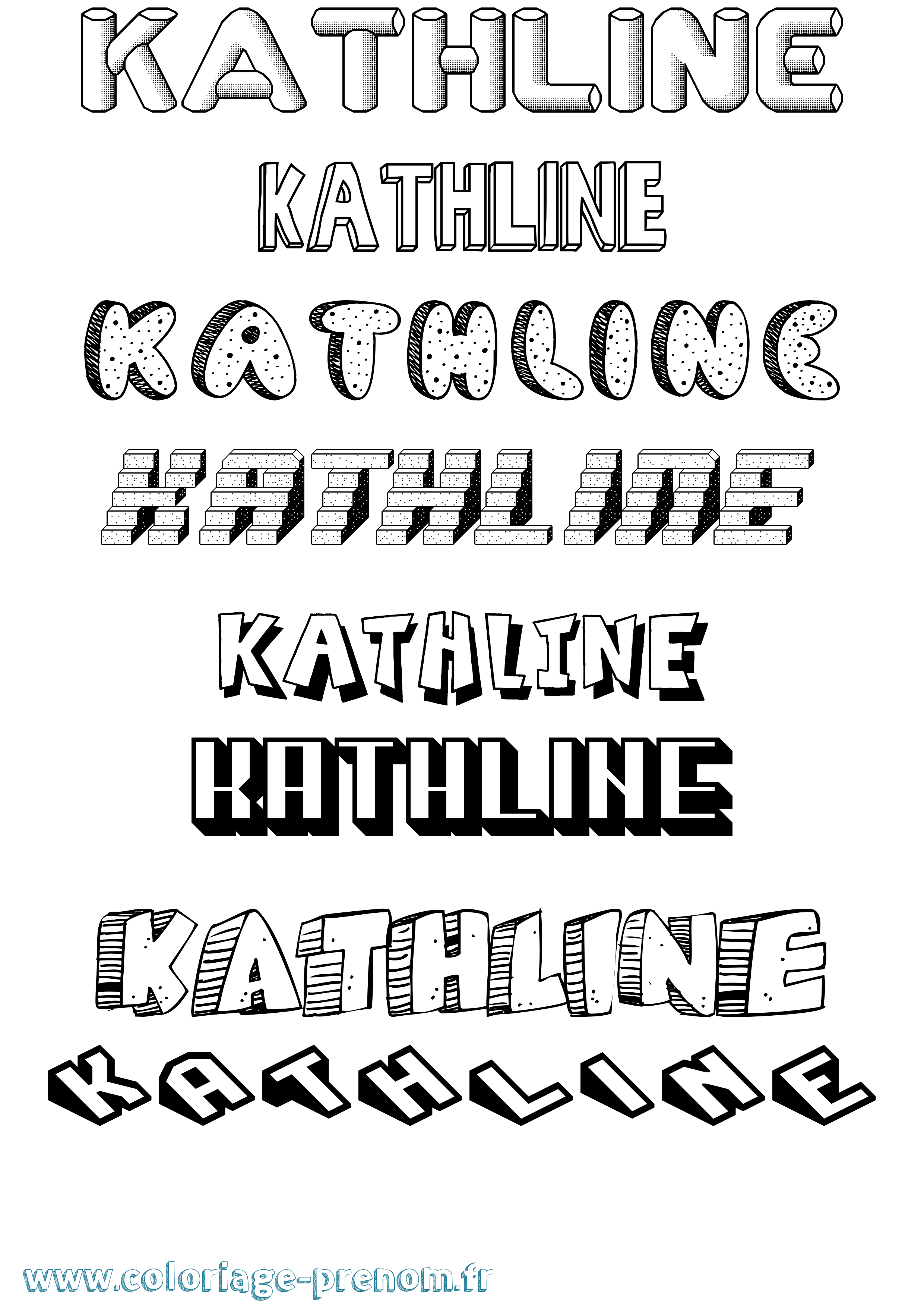 Coloriage Kathline Effet 3D Coloriage prénom Kathline Effet 3D