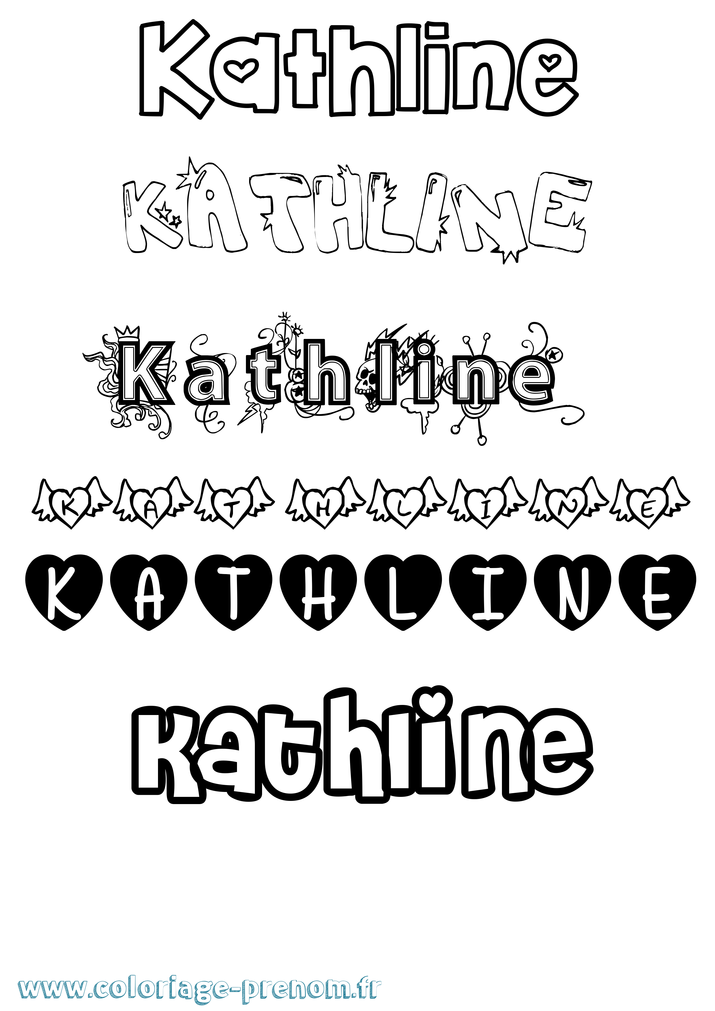 Coloriage Kathline Girly Coloriage prénom Kathline Girly