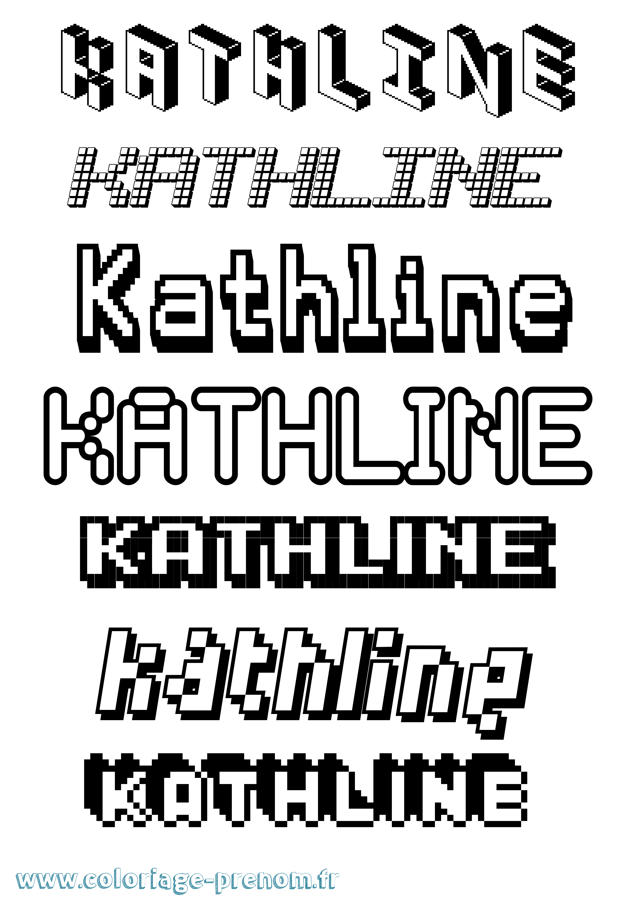 Coloriage Kathline Pixel Coloriage prénom Kathline Pixel
