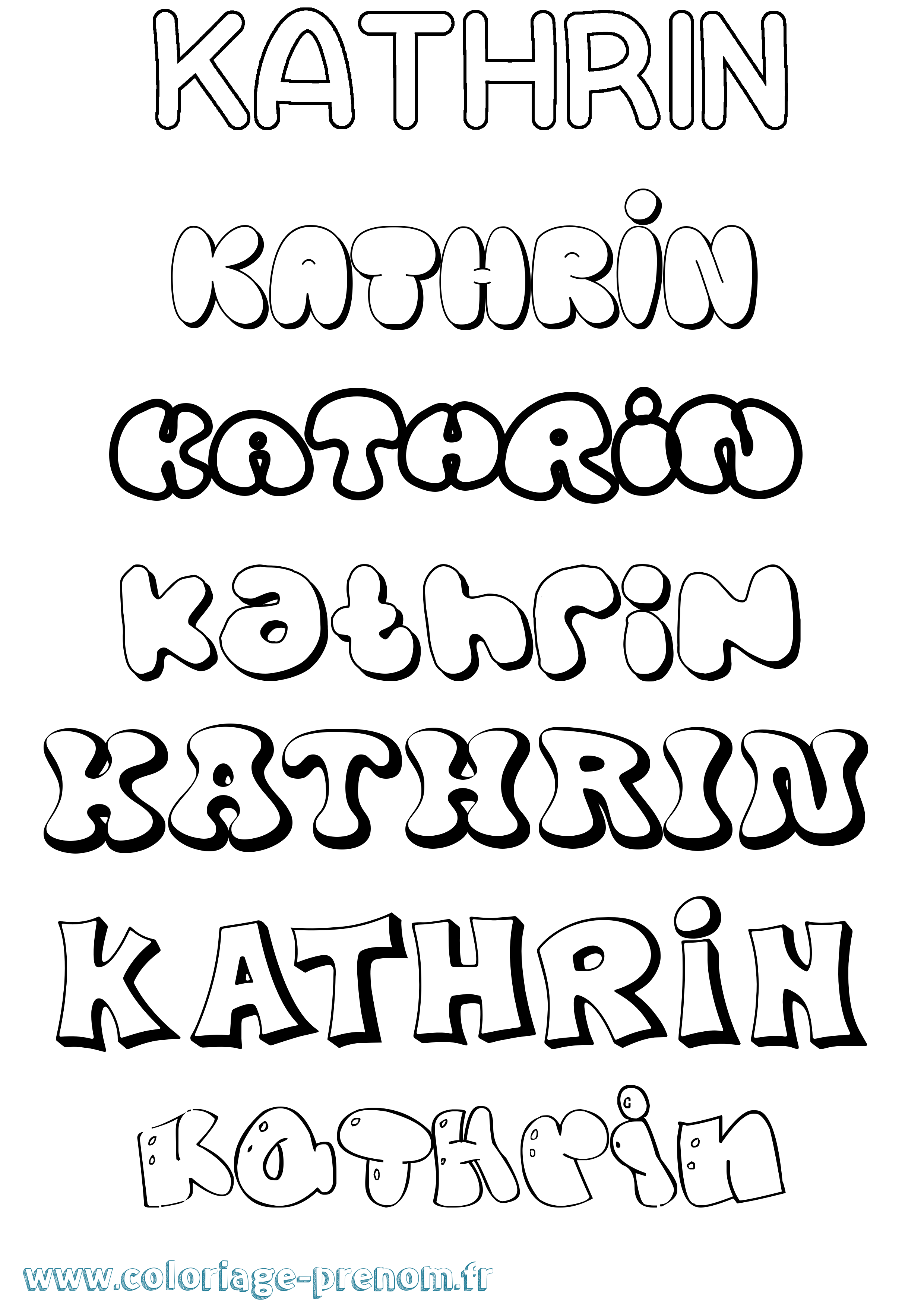 Coloriage Kathrin Bubble Coloriage prénom Kathrin Bubble