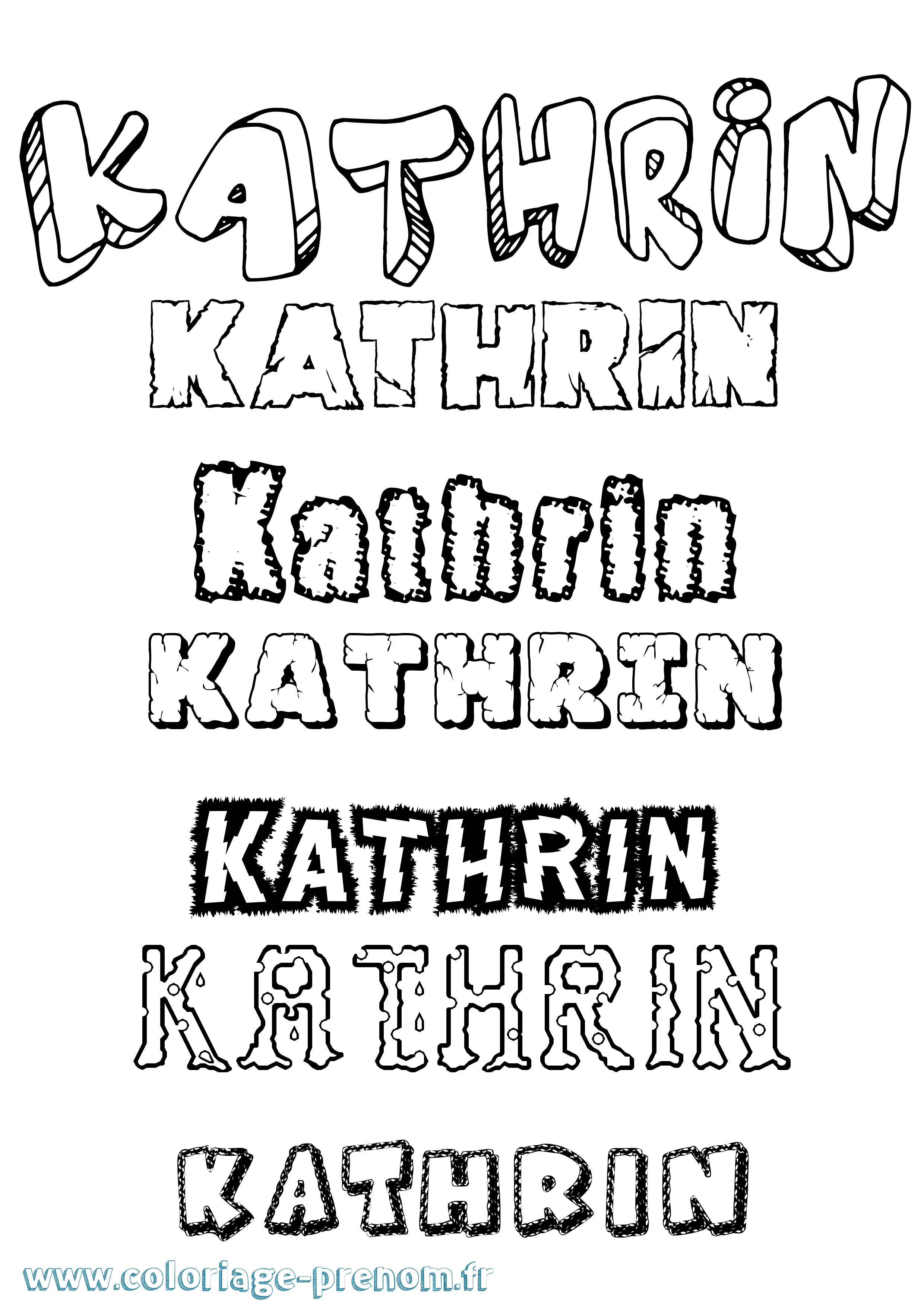 Coloriage Kathrin Destructuré Coloriage prénom Kathrin Destructuré