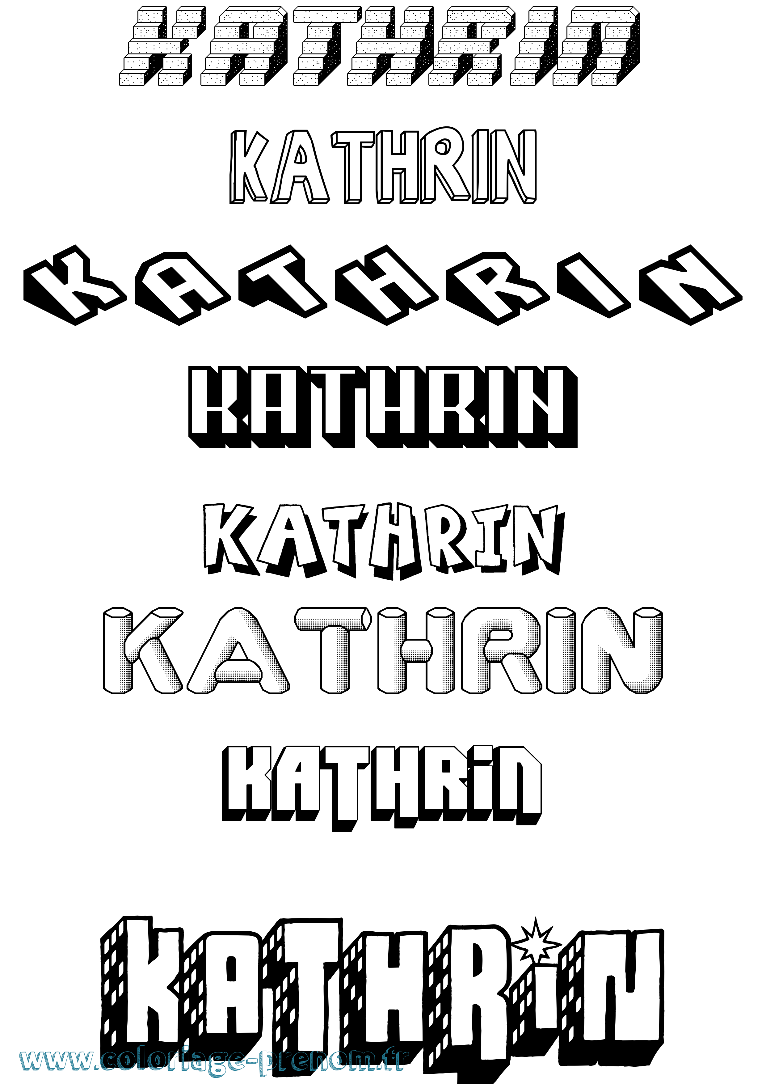 Coloriage Kathrin Effet 3D Coloriage prénom Kathrin Effet 3D