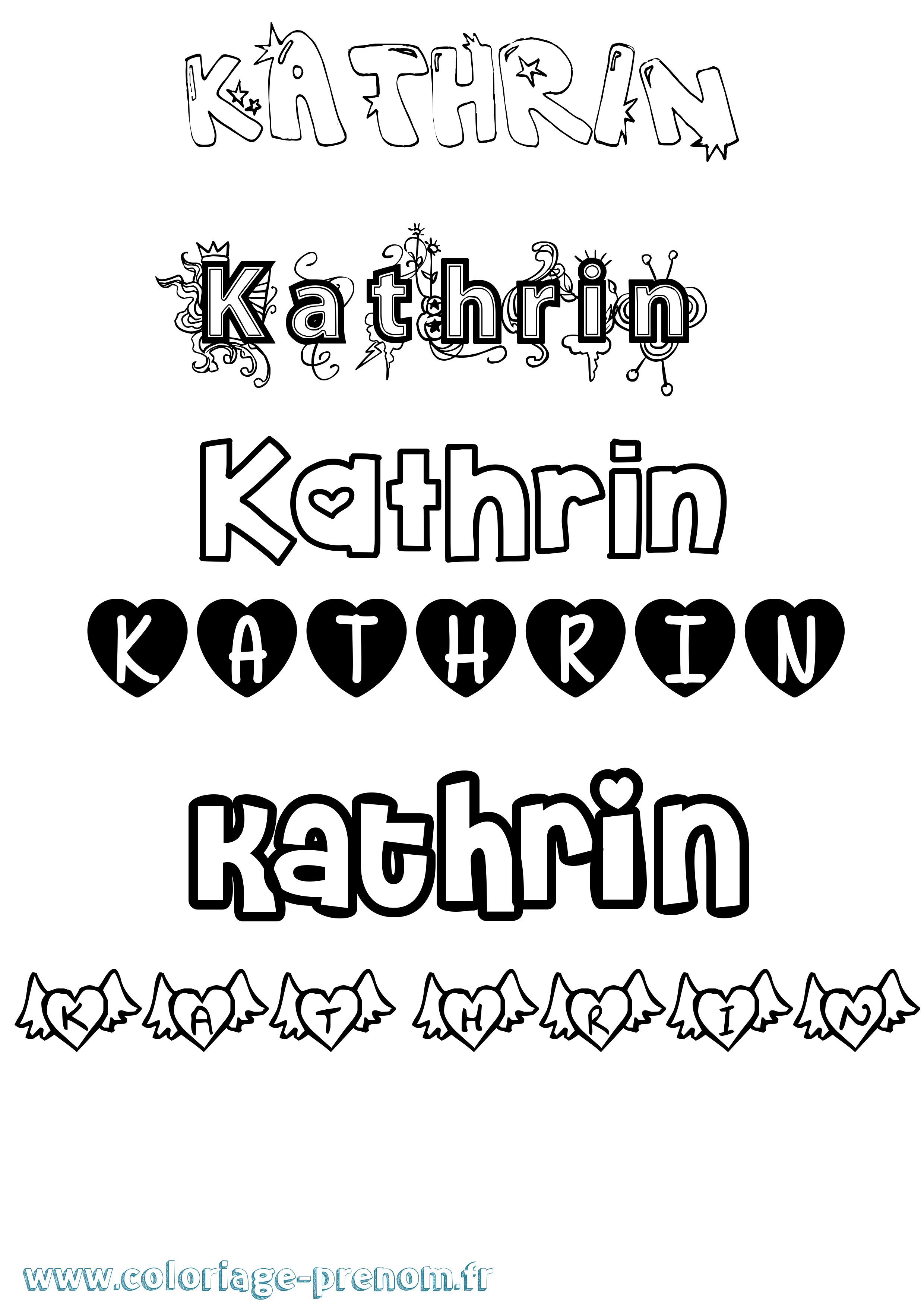 Coloriage Kathrin Girly Coloriage prénom Kathrin Girly