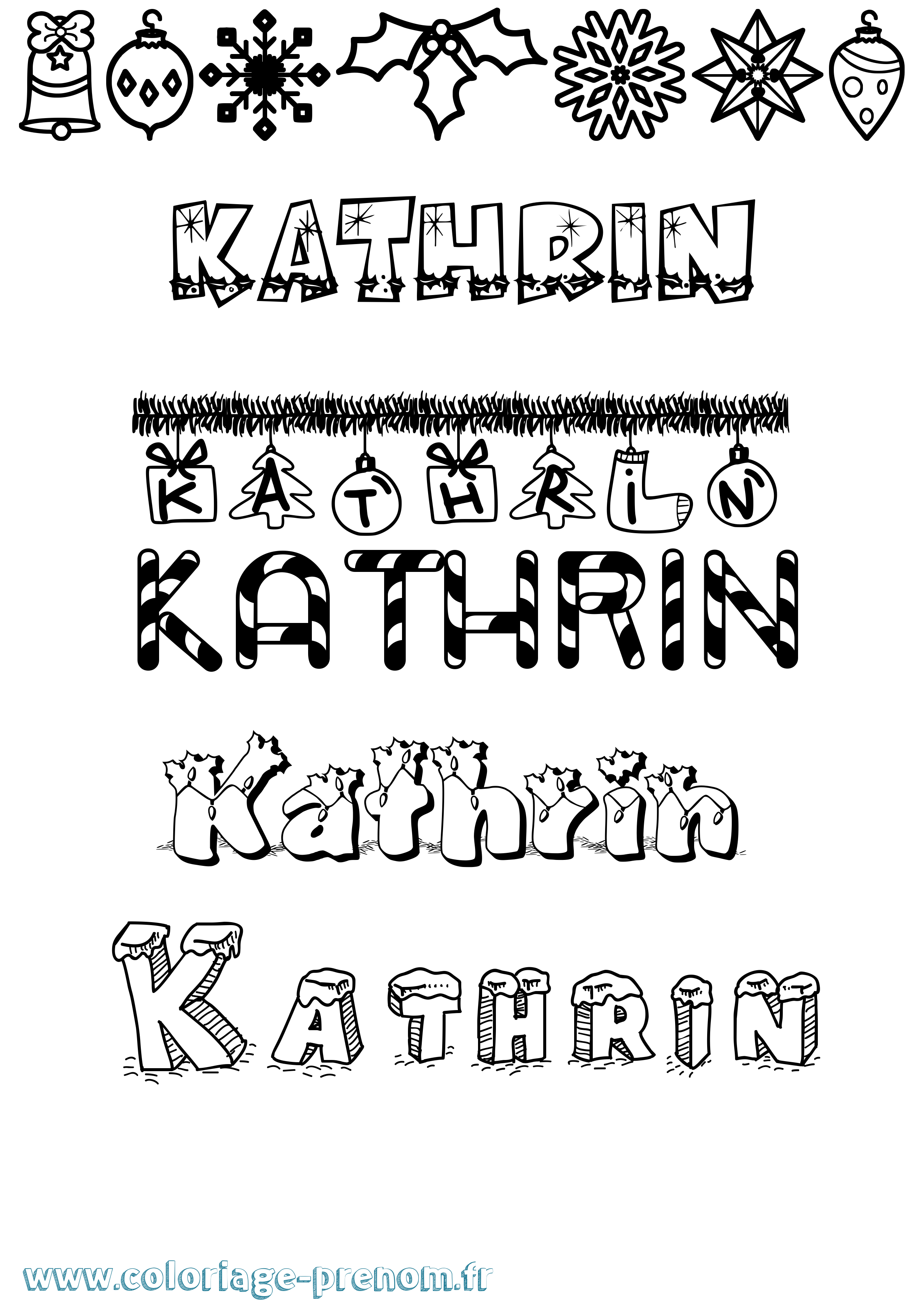 Coloriage Kathrin Noël Coloriage prénom Kathrin Noël