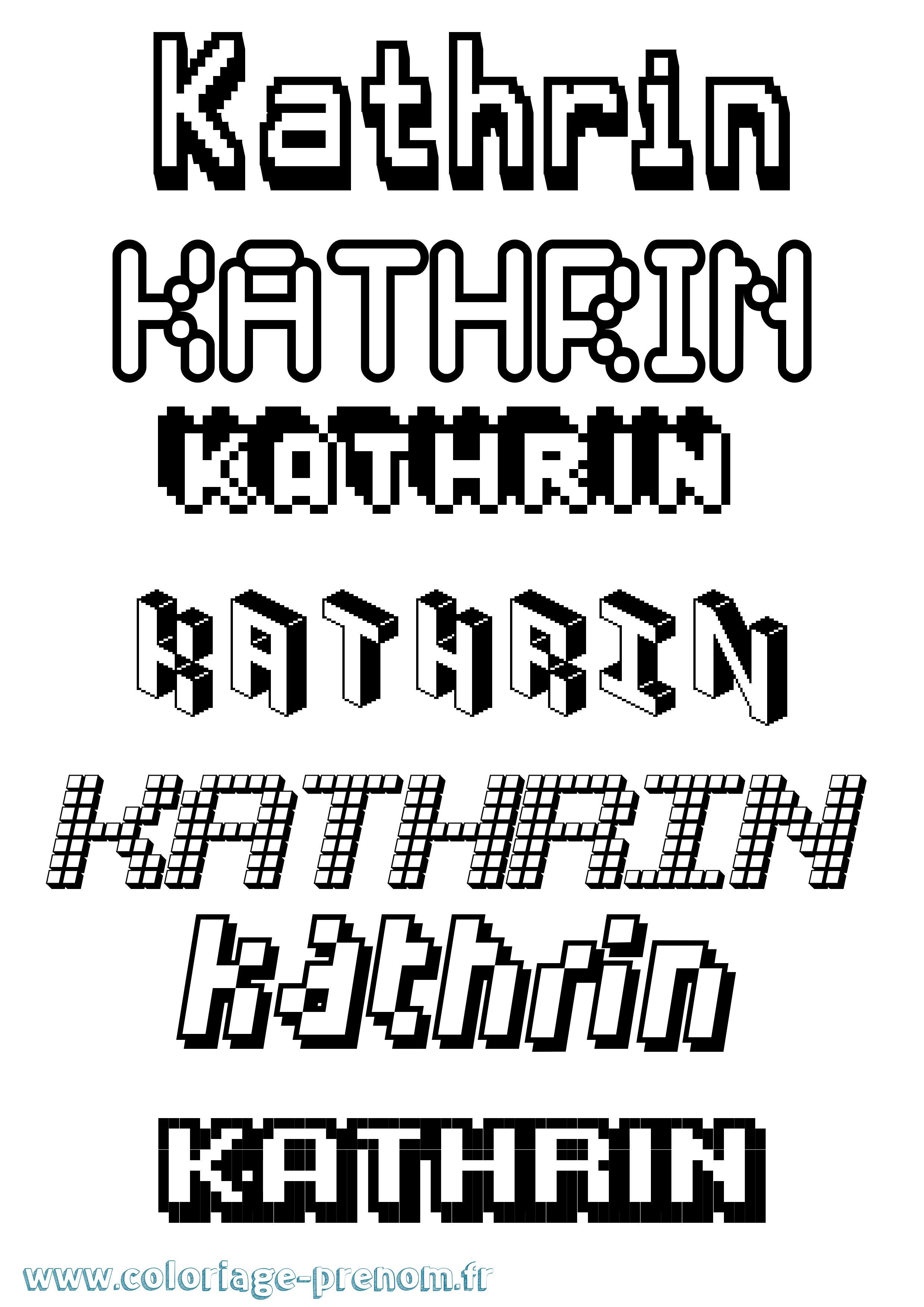 Coloriage Kathrin Pixel Coloriage prénom Kathrin Pixel