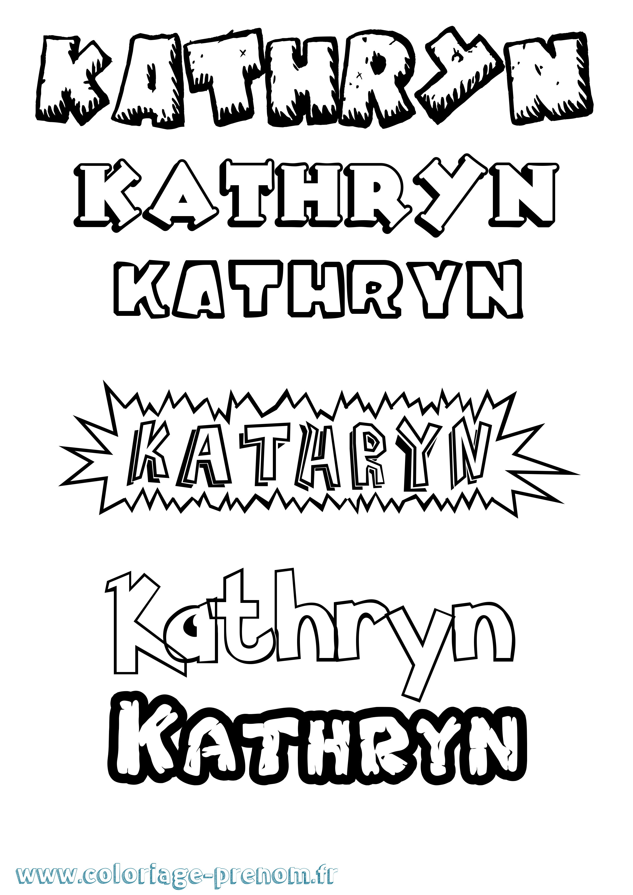 Coloriage Kathryn Dessin Animé Coloriage prénom Kathryn Dessin Animé