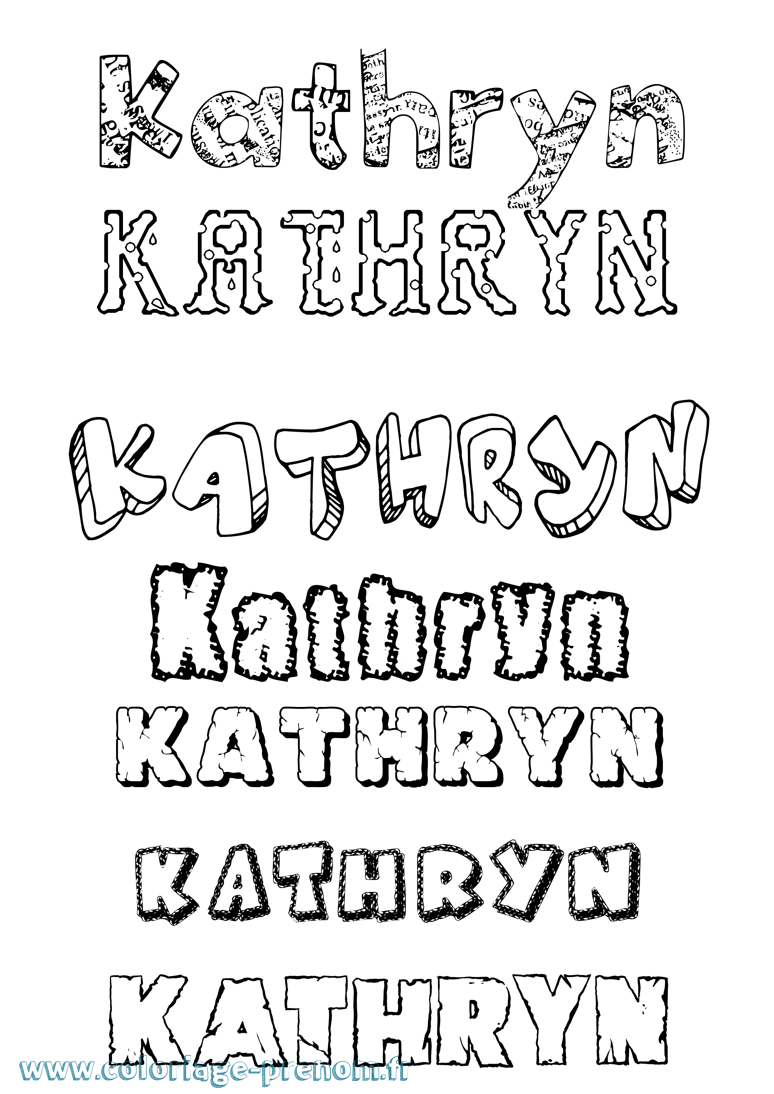Coloriage Kathryn Destructuré Coloriage prénom Kathryn Destructuré
