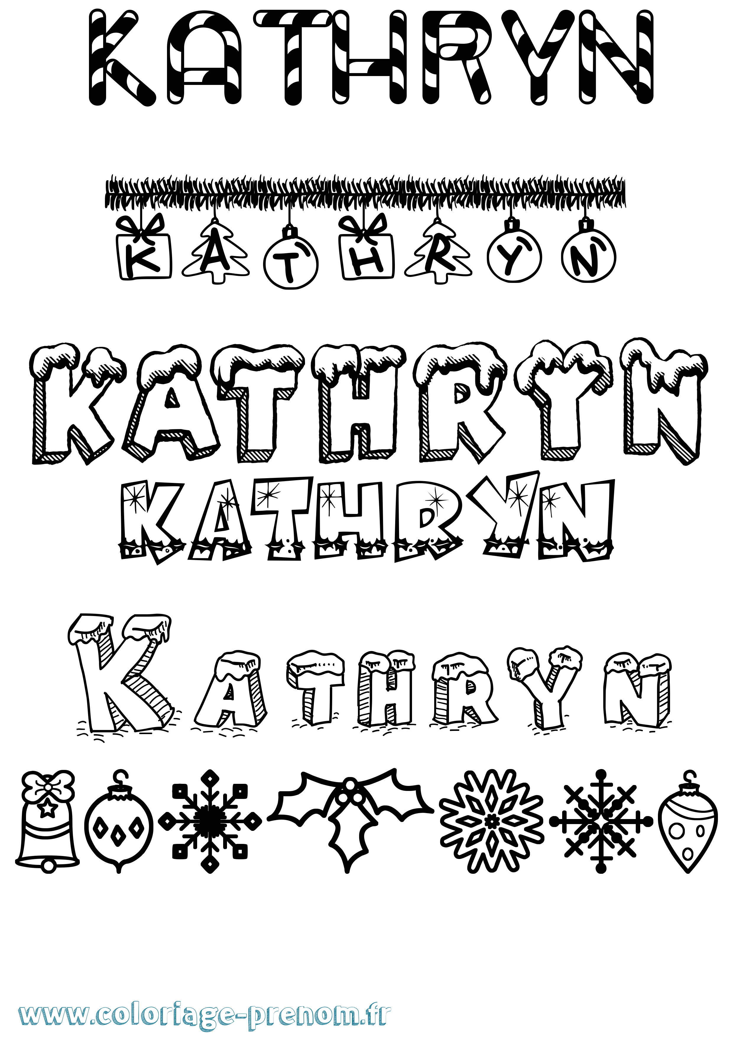 Coloriage Kathryn Noël Coloriage prénom Kathryn Noël