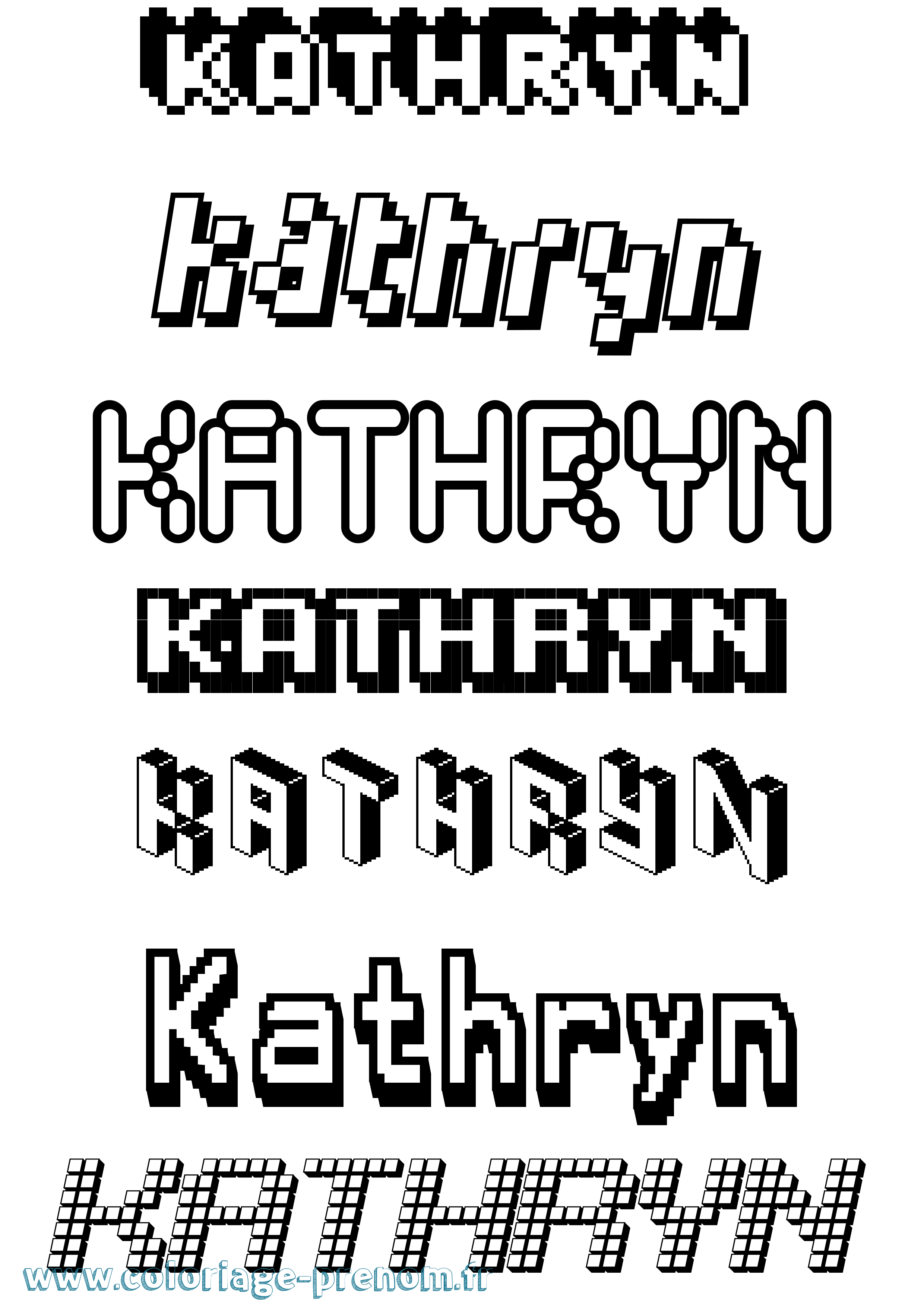 Coloriage Kathryn Pixel Coloriage prénom Kathryn Pixel
