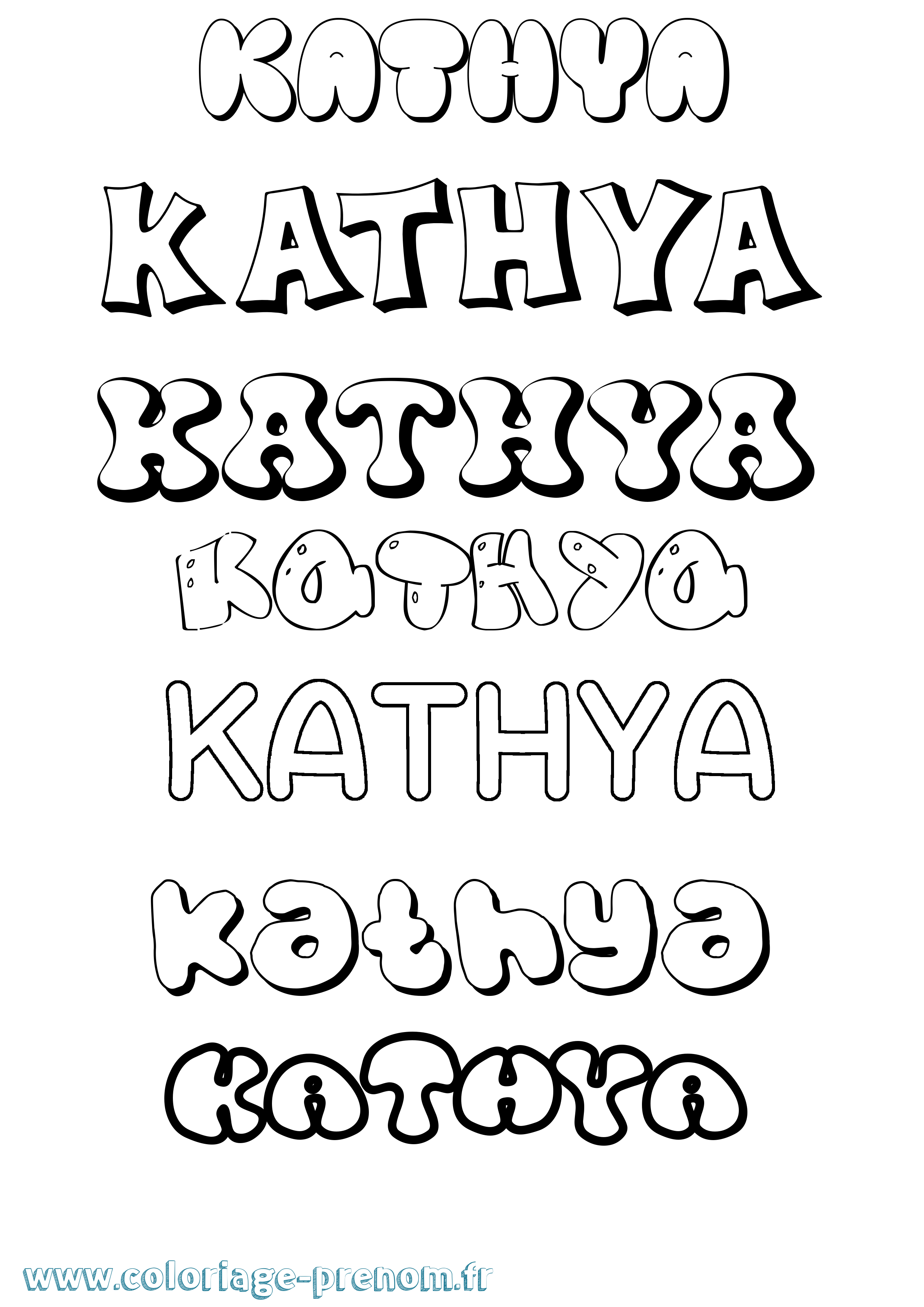 Coloriage Kathya Bubble Coloriage prénom Kathya Bubble