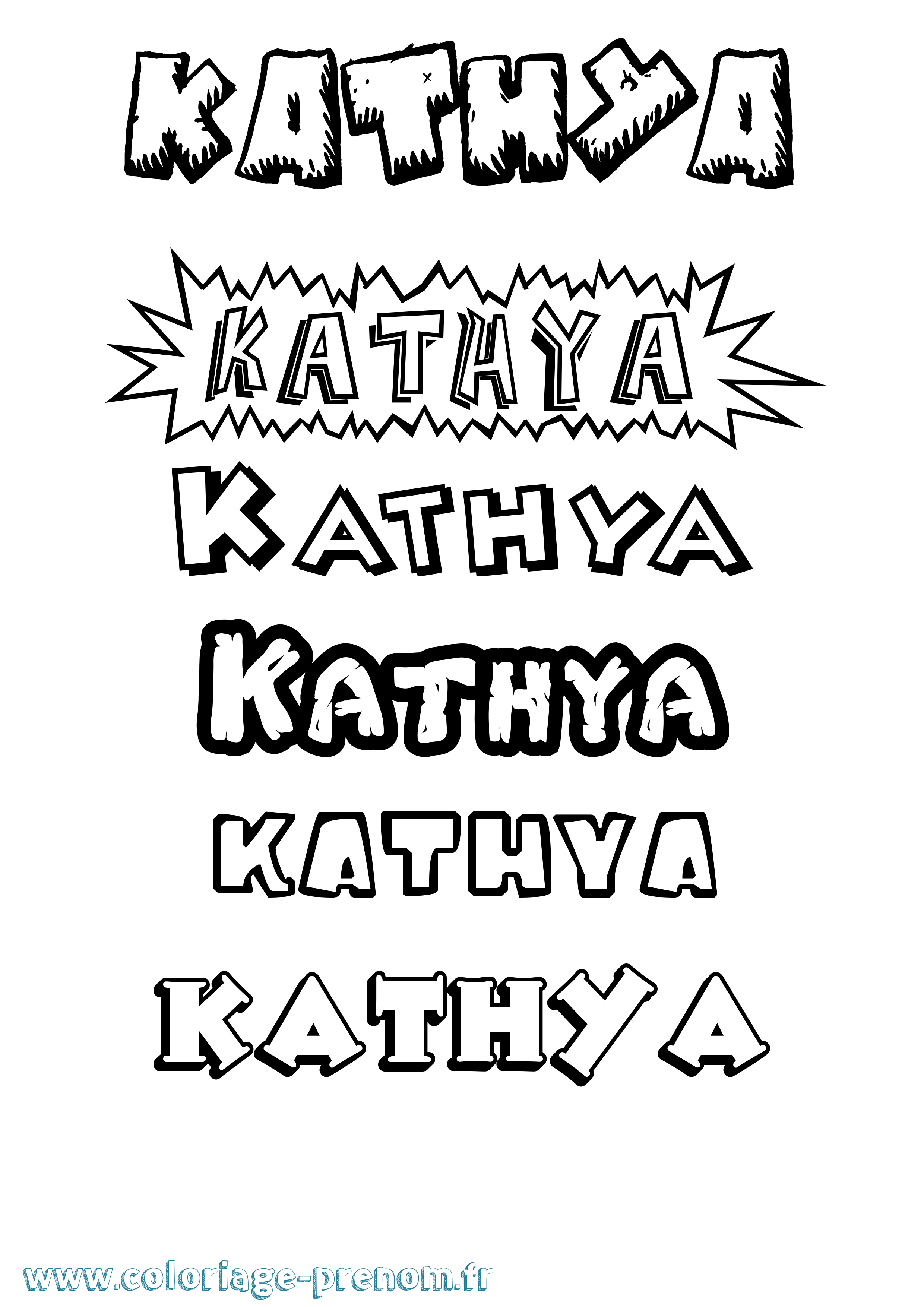 Coloriage Kathya Dessin Animé Coloriage prénom Kathya Dessin Animé