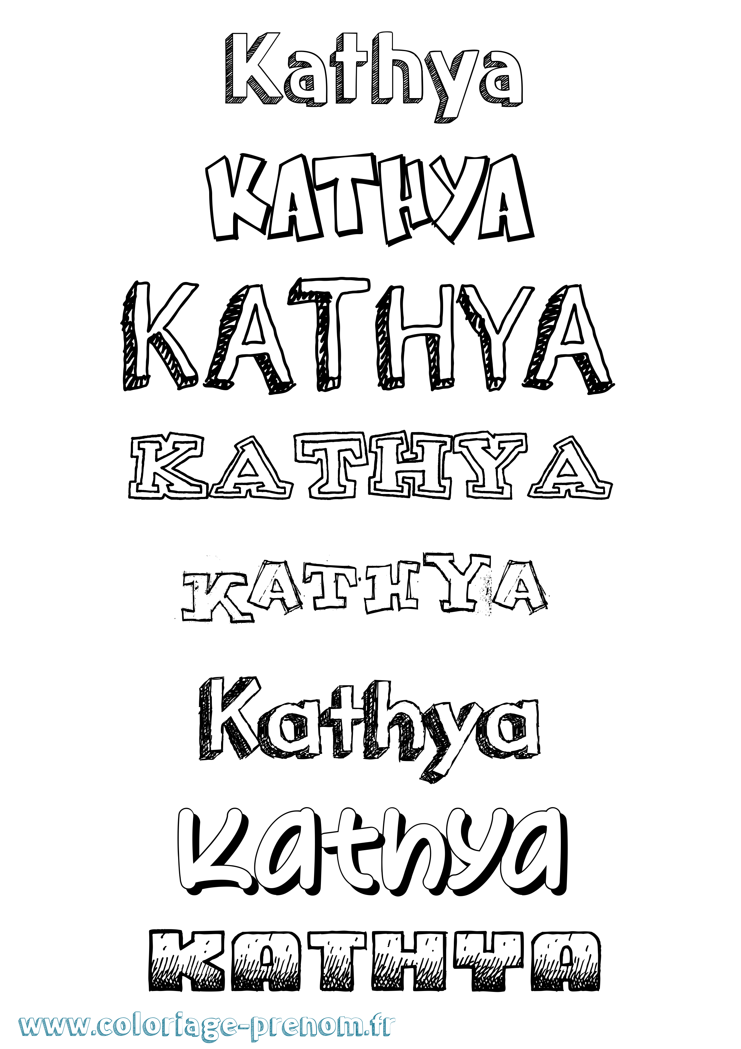 Coloriage Kathya Dessiné Coloriage prénom Kathya Dessiné