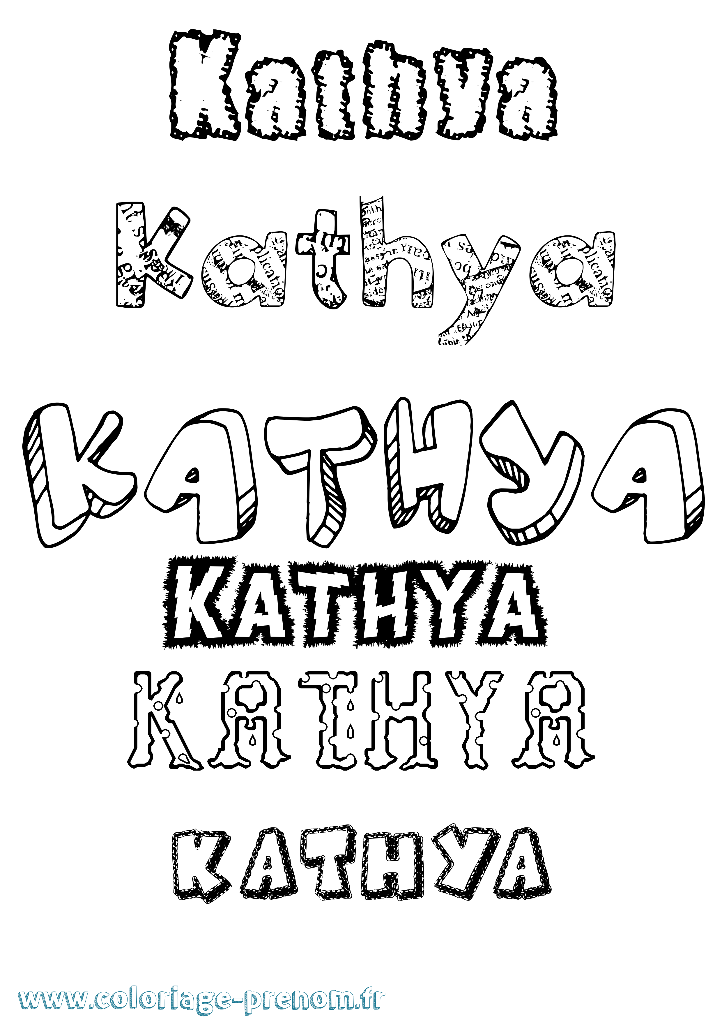 Coloriage Kathya Destructuré Coloriage prénom Kathya Destructuré