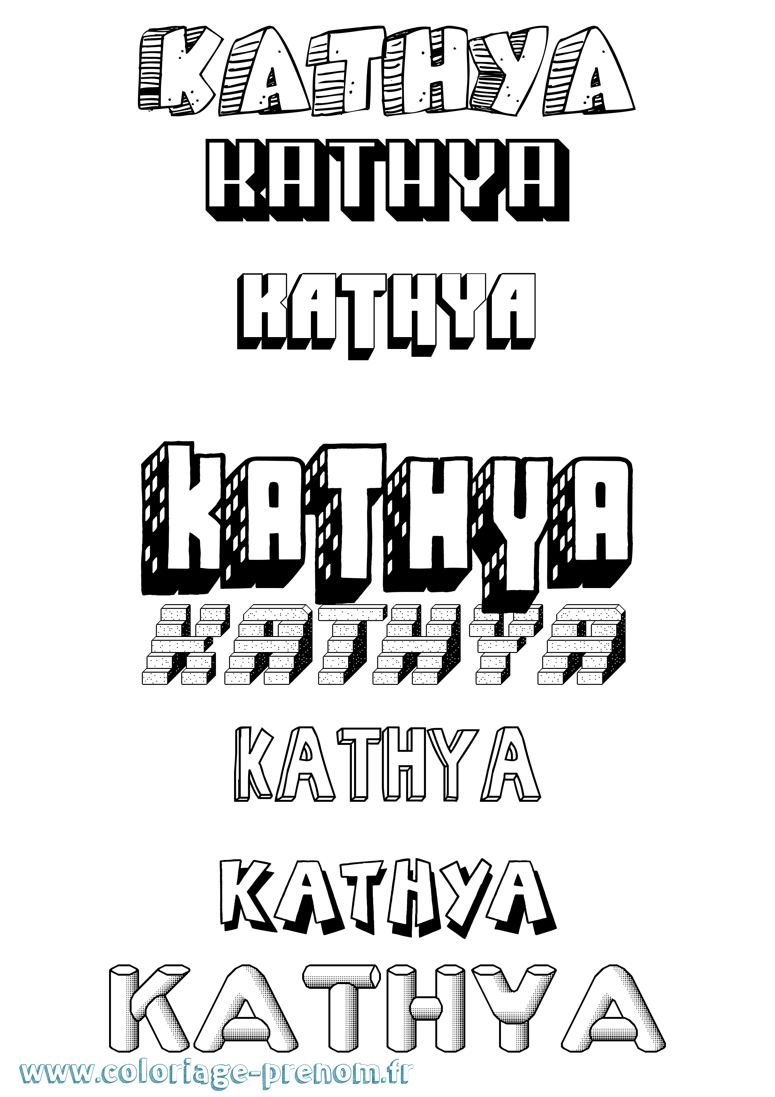 Coloriage Kathya Effet 3D Coloriage prénom Kathya Effet 3D