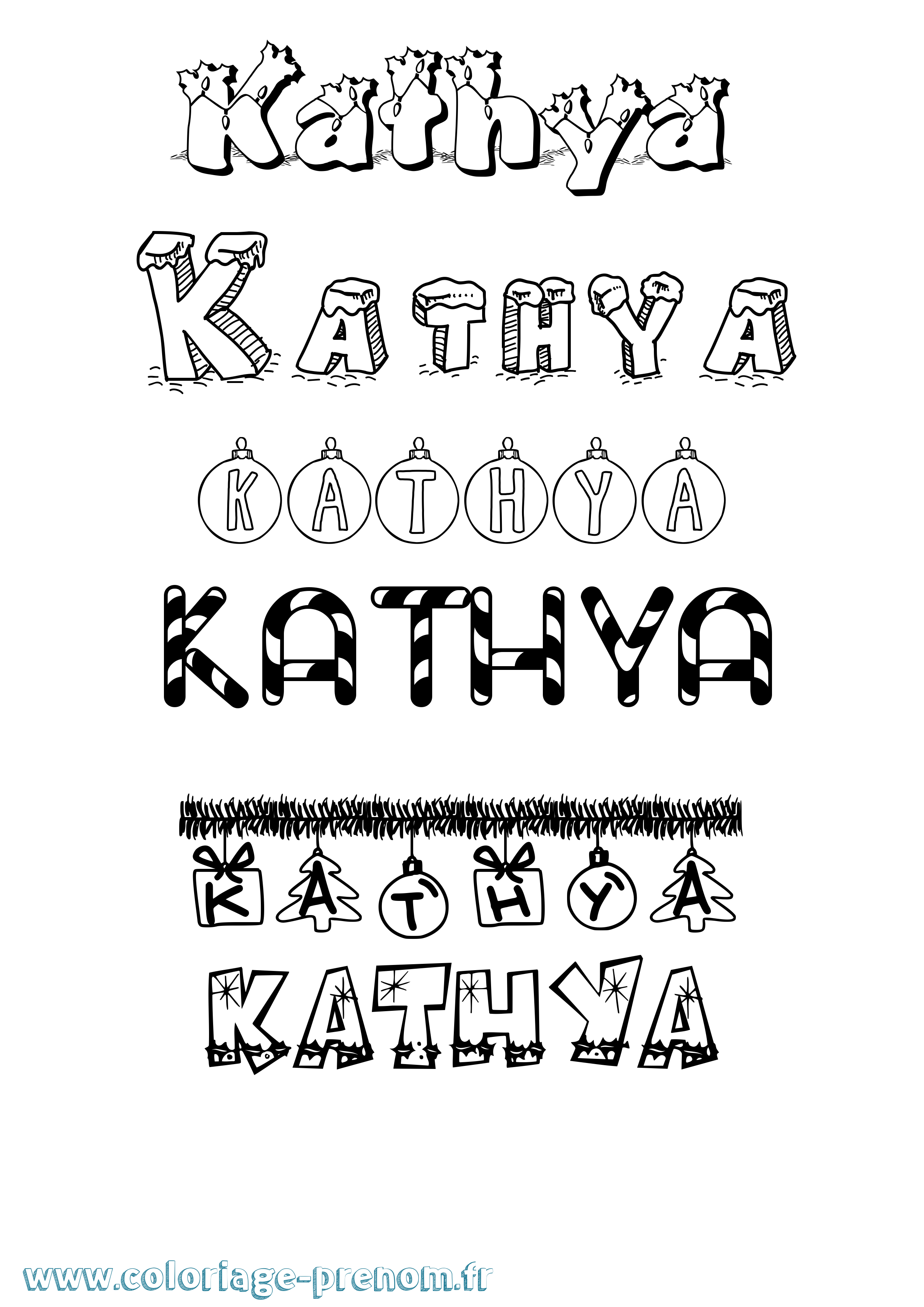 Coloriage Kathya Noël Coloriage prénom Kathya Noël