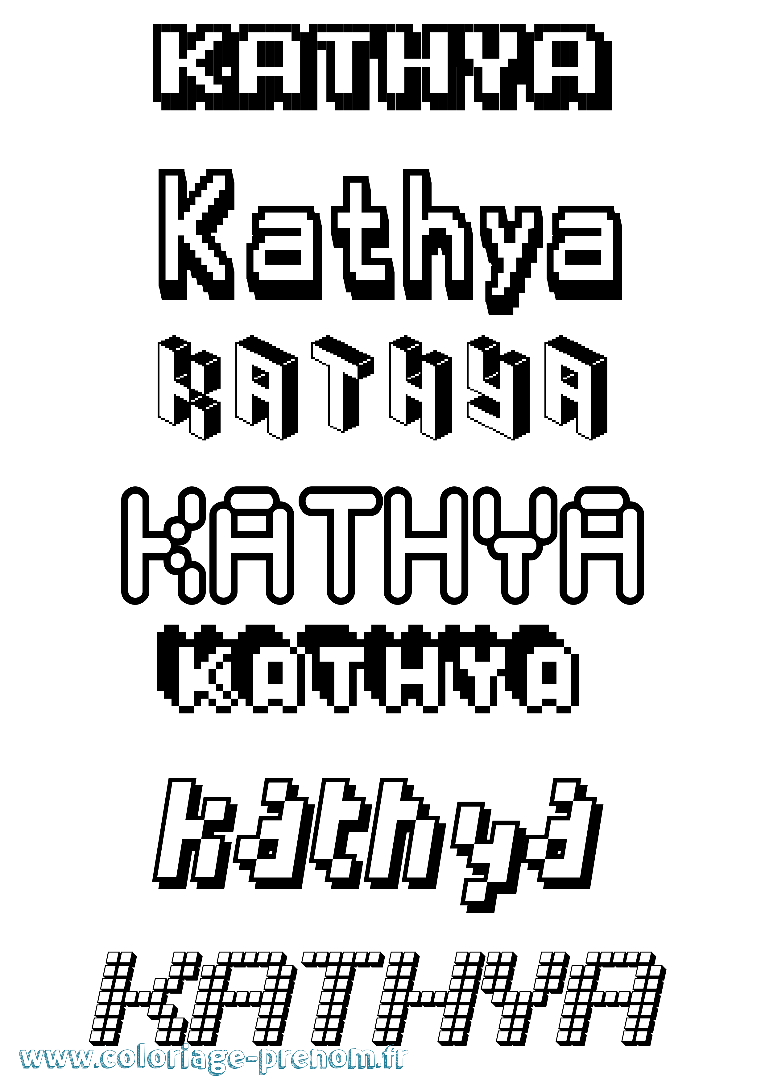 Coloriage Kathya Pixel Coloriage prénom Kathya Pixel