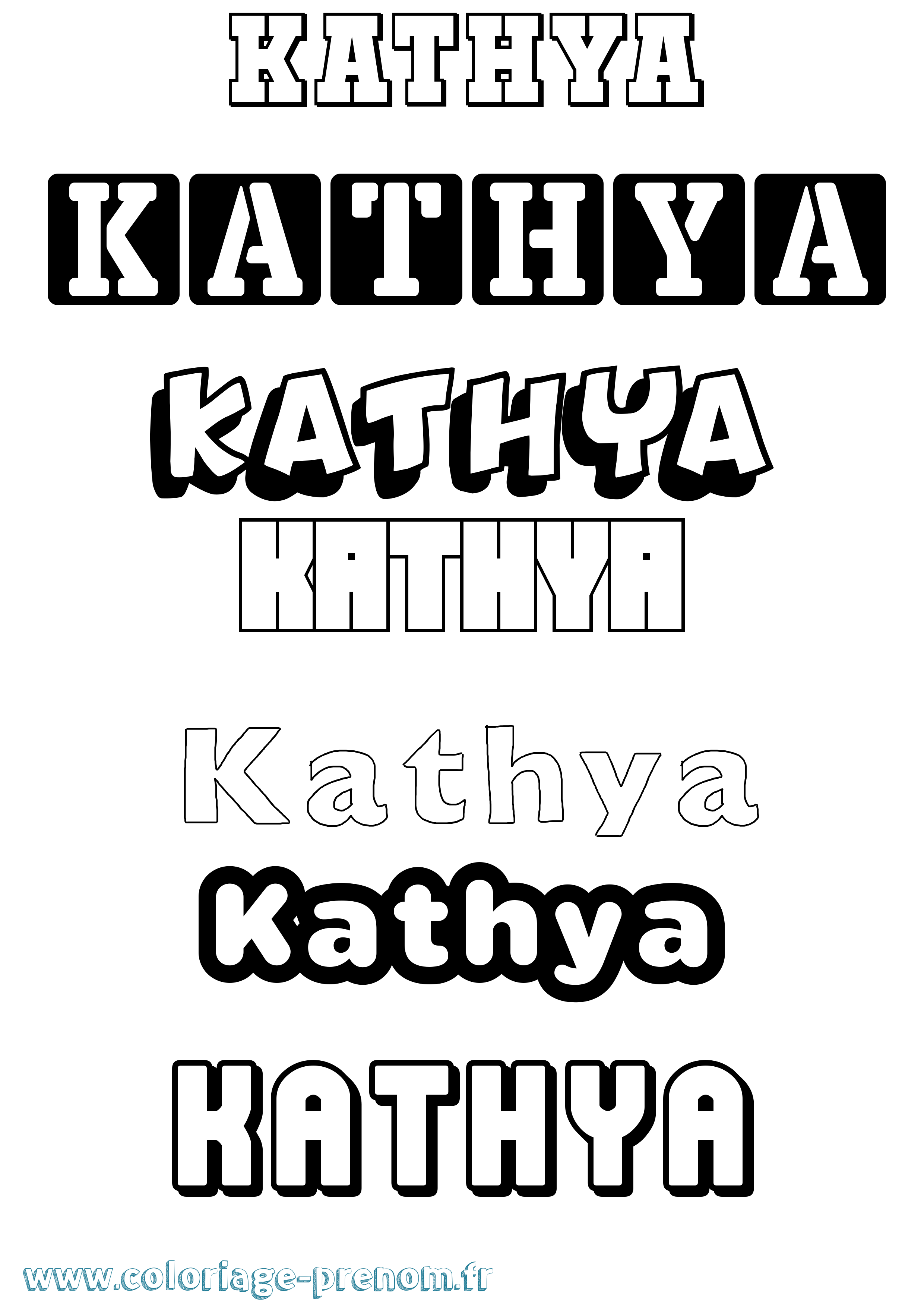 Coloriage Kathya Simple Coloriage prénom Kathya Simple