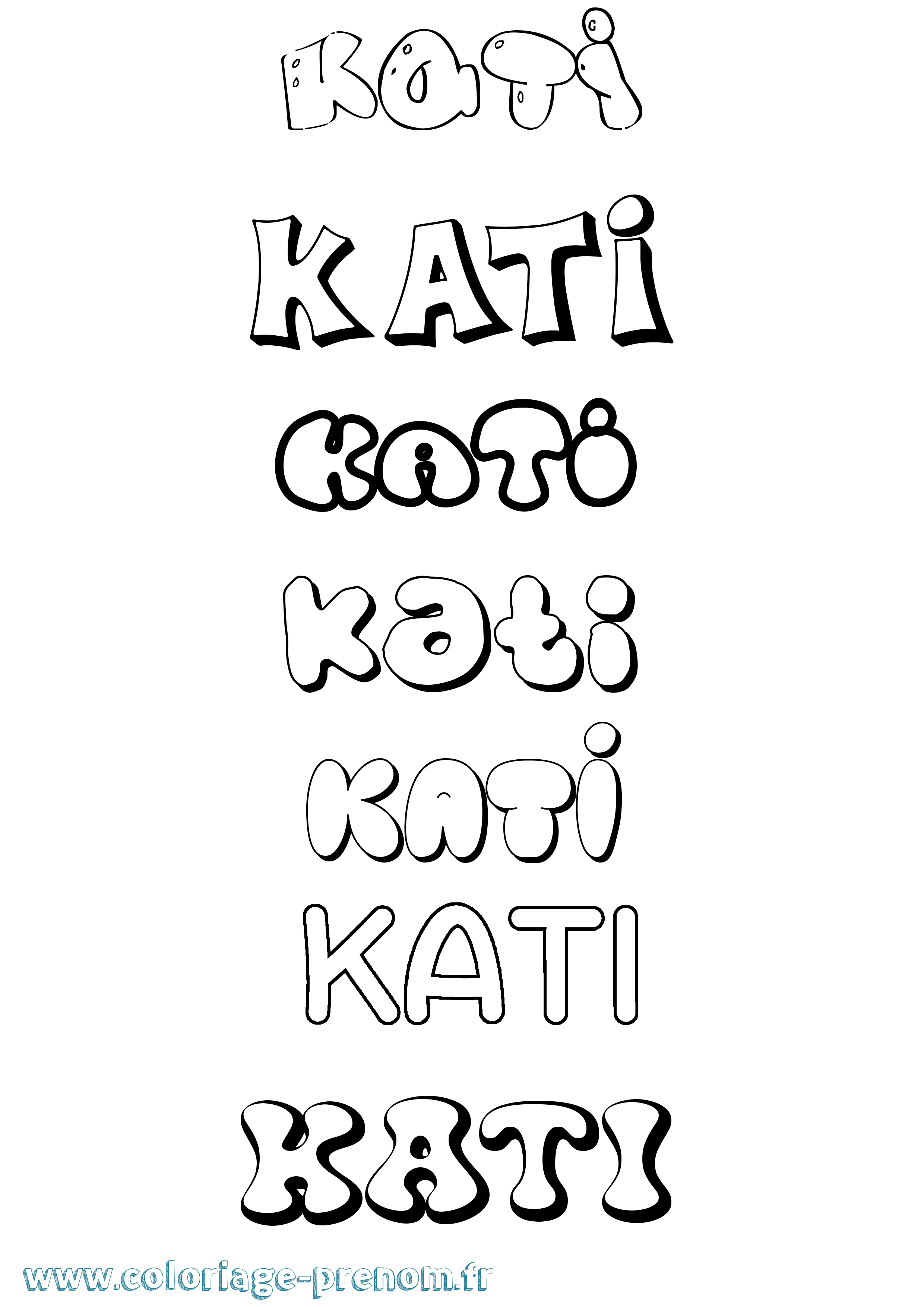 Coloriage Kati Bubble Coloriage prénom Kati Bubble