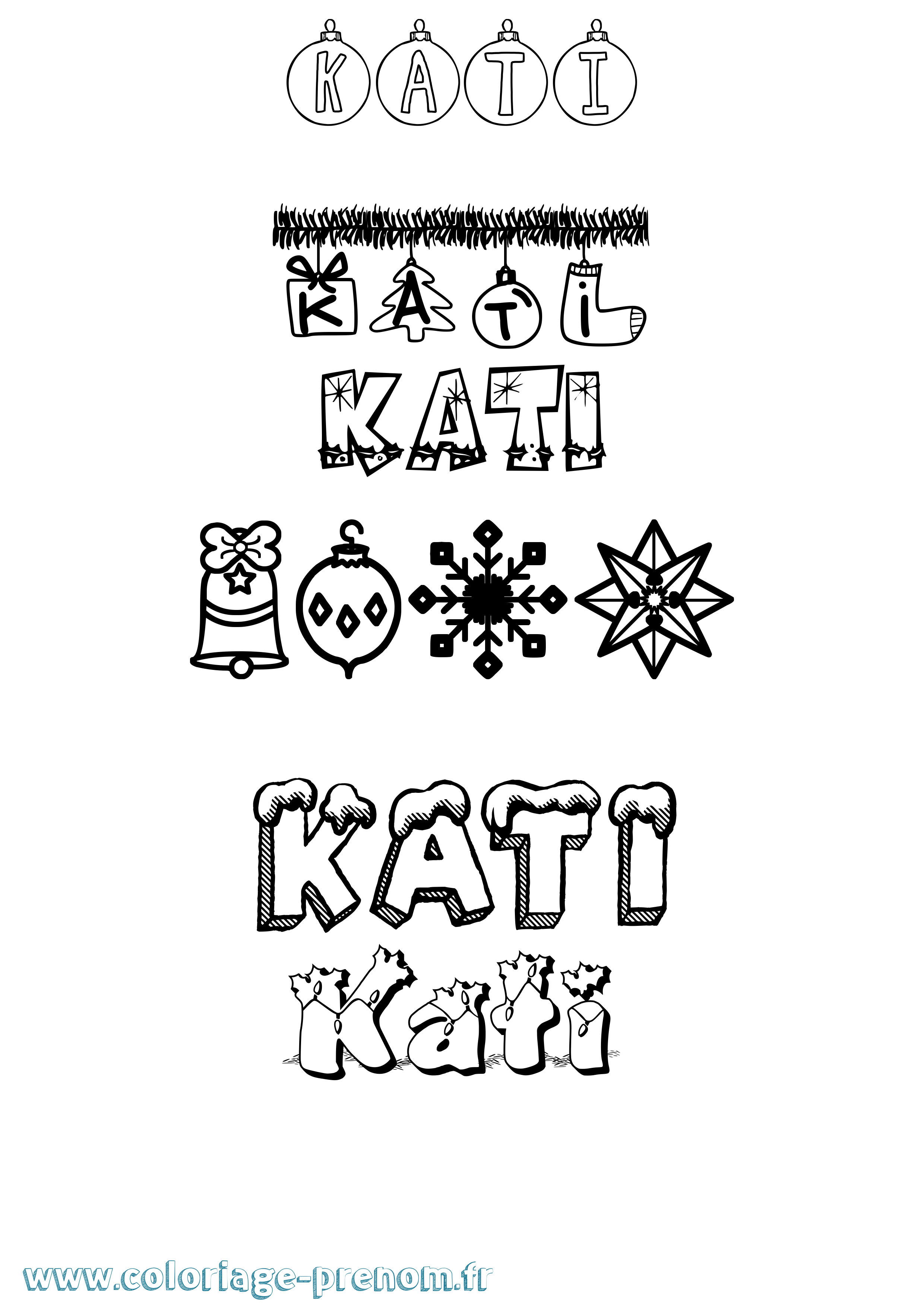 Coloriage Kati Noël Coloriage prénom Kati Noël