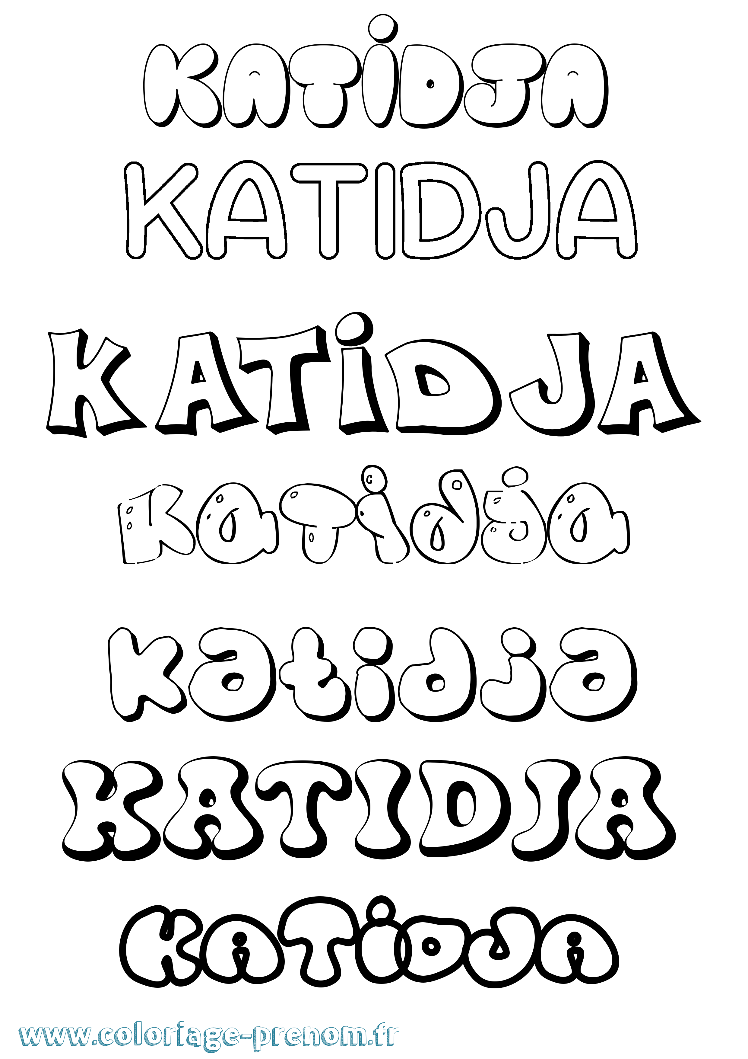 Coloriage Katidja Bubble Coloriage prénom Katidja Bubble