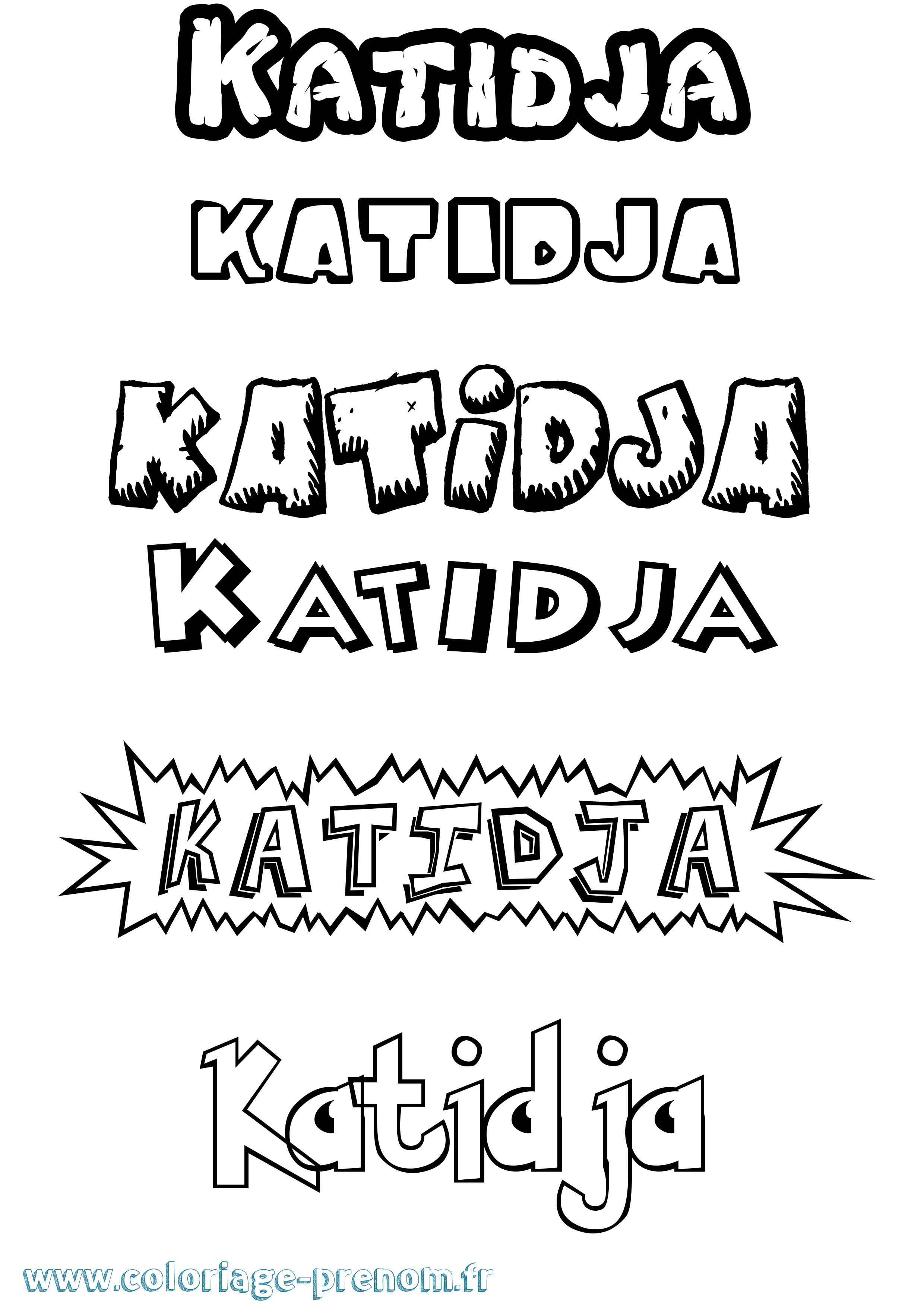 Coloriage Katidja Dessin Animé Coloriage prénom Katidja Dessin Animé