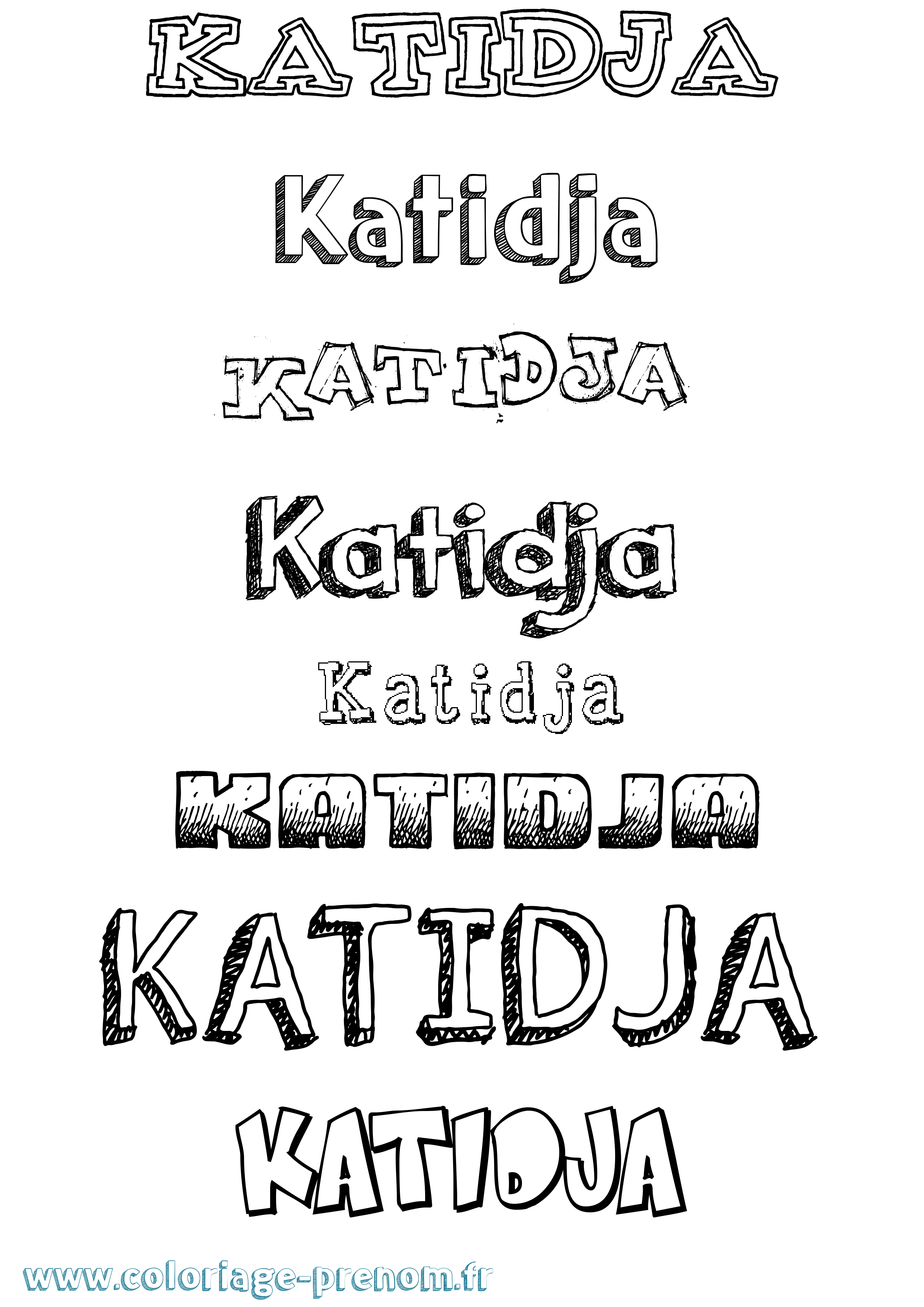 Coloriage Katidja Dessiné Coloriage prénom Katidja Dessiné