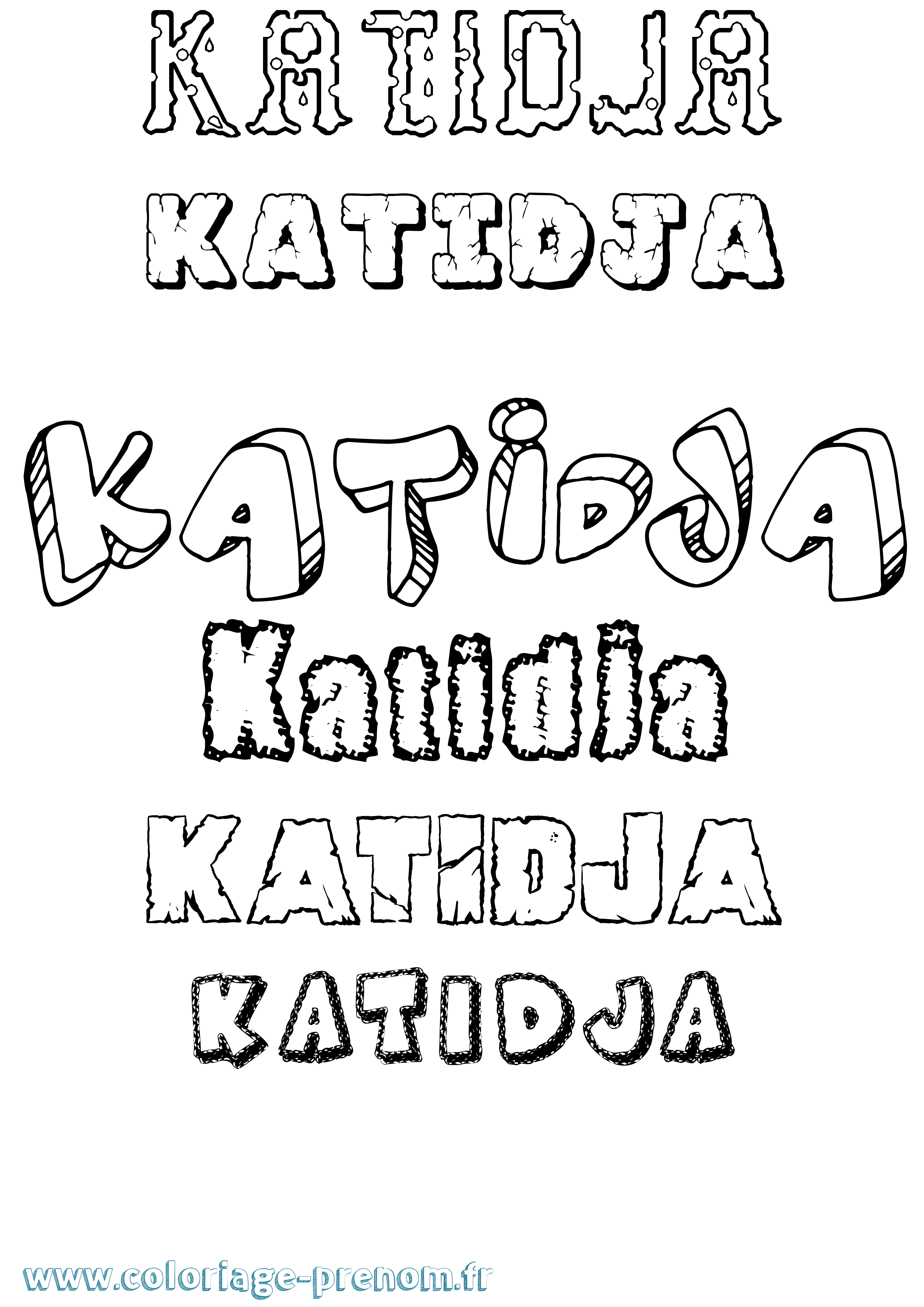 Coloriage Katidja Destructuré Coloriage prénom Katidja Destructuré