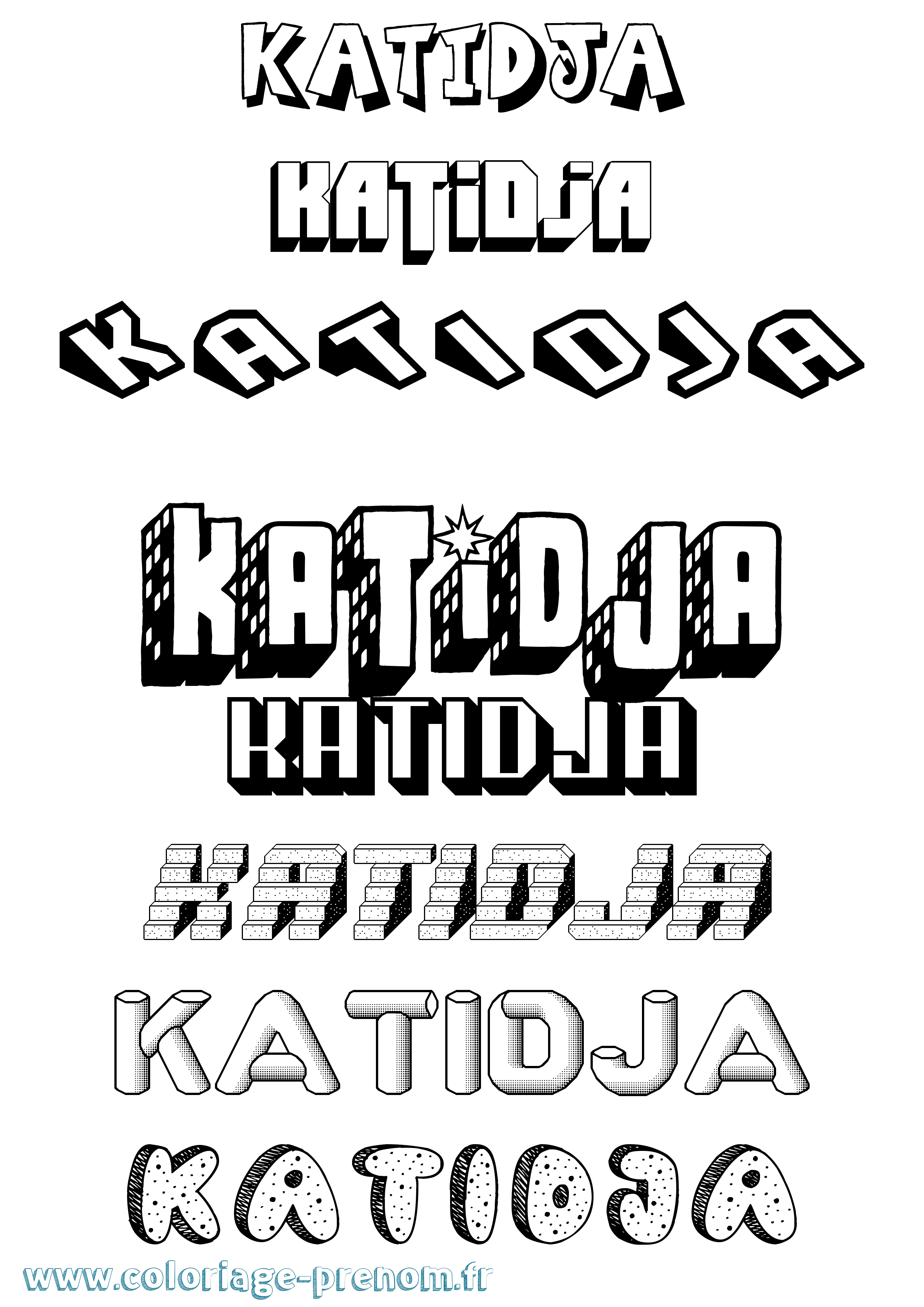 Coloriage Katidja Effet 3D Coloriage prénom Katidja Effet 3D