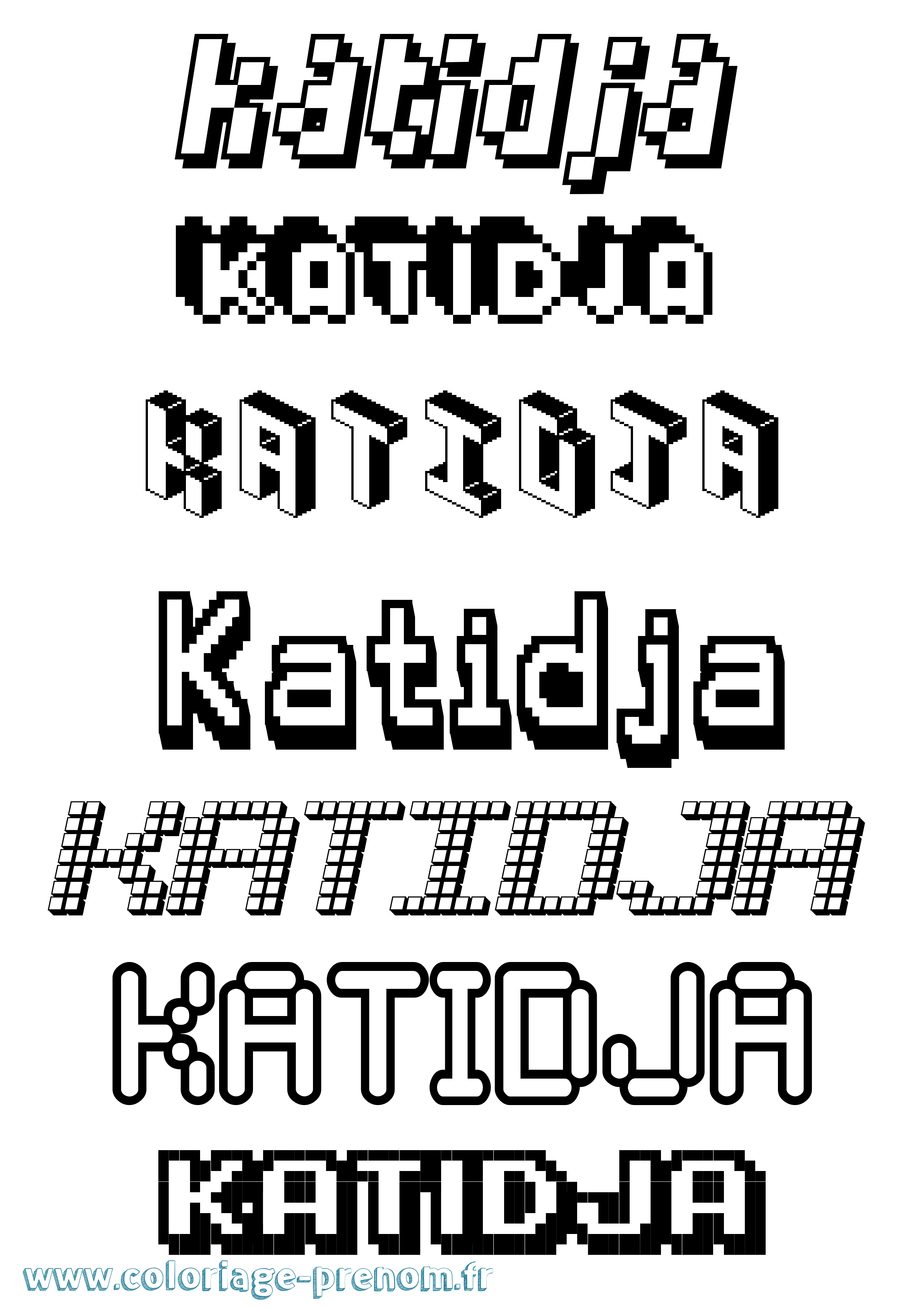 Coloriage Katidja Pixel Coloriage prénom Katidja Pixel