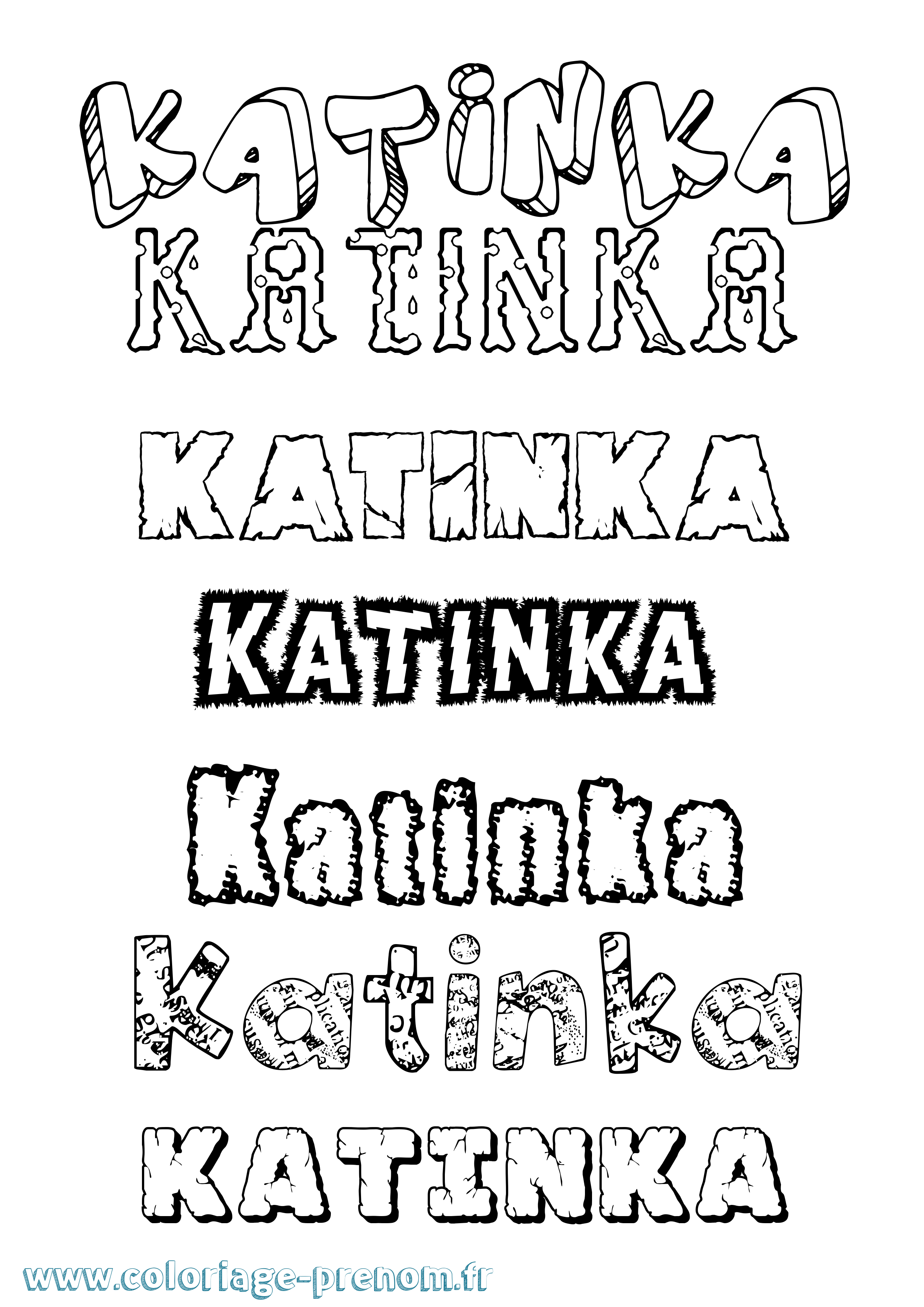 Coloriage Katinka Destructuré Coloriage prénom Katinka Destructuré