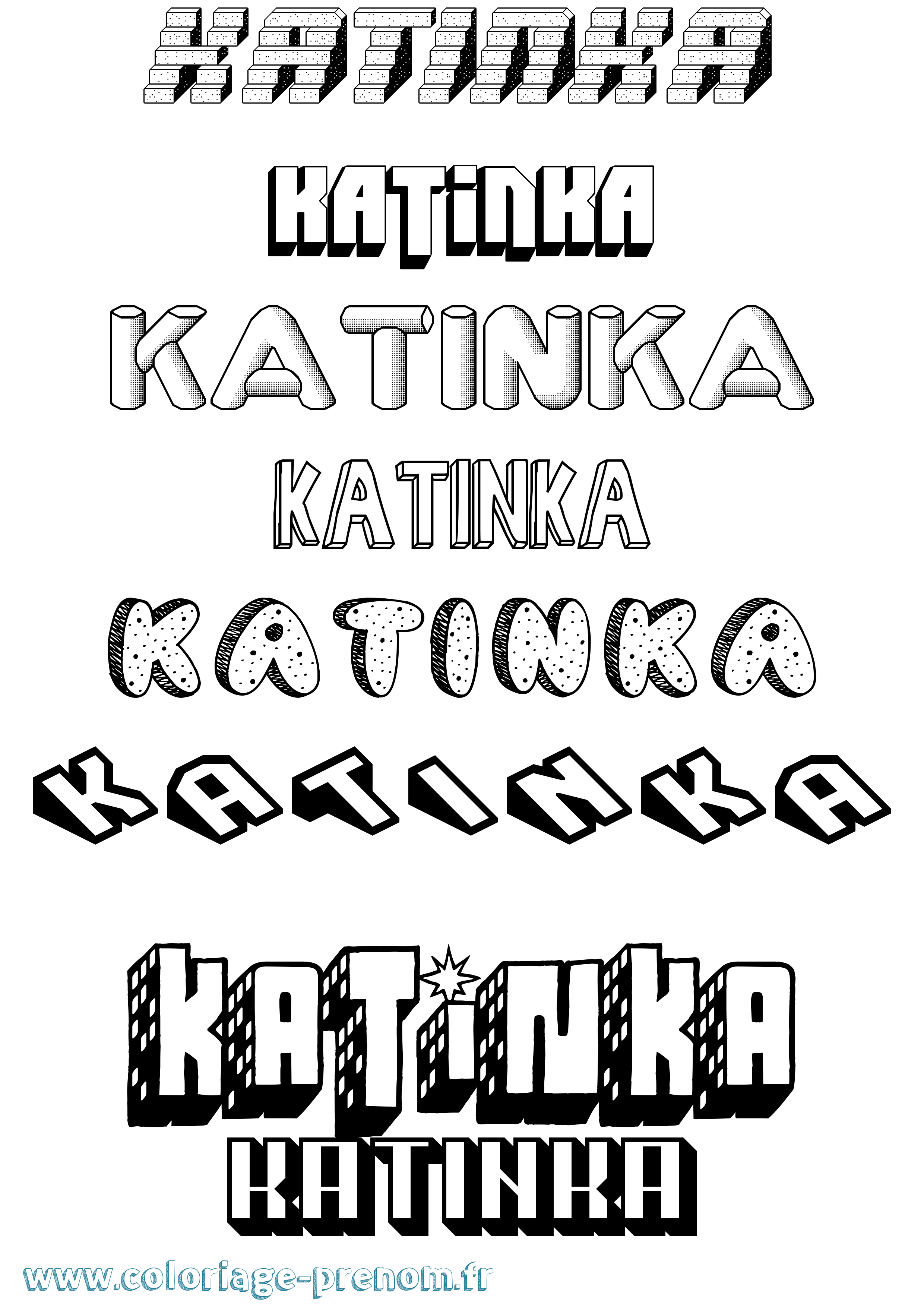 Coloriage Katinka Effet 3D Coloriage prénom Katinka Effet 3D