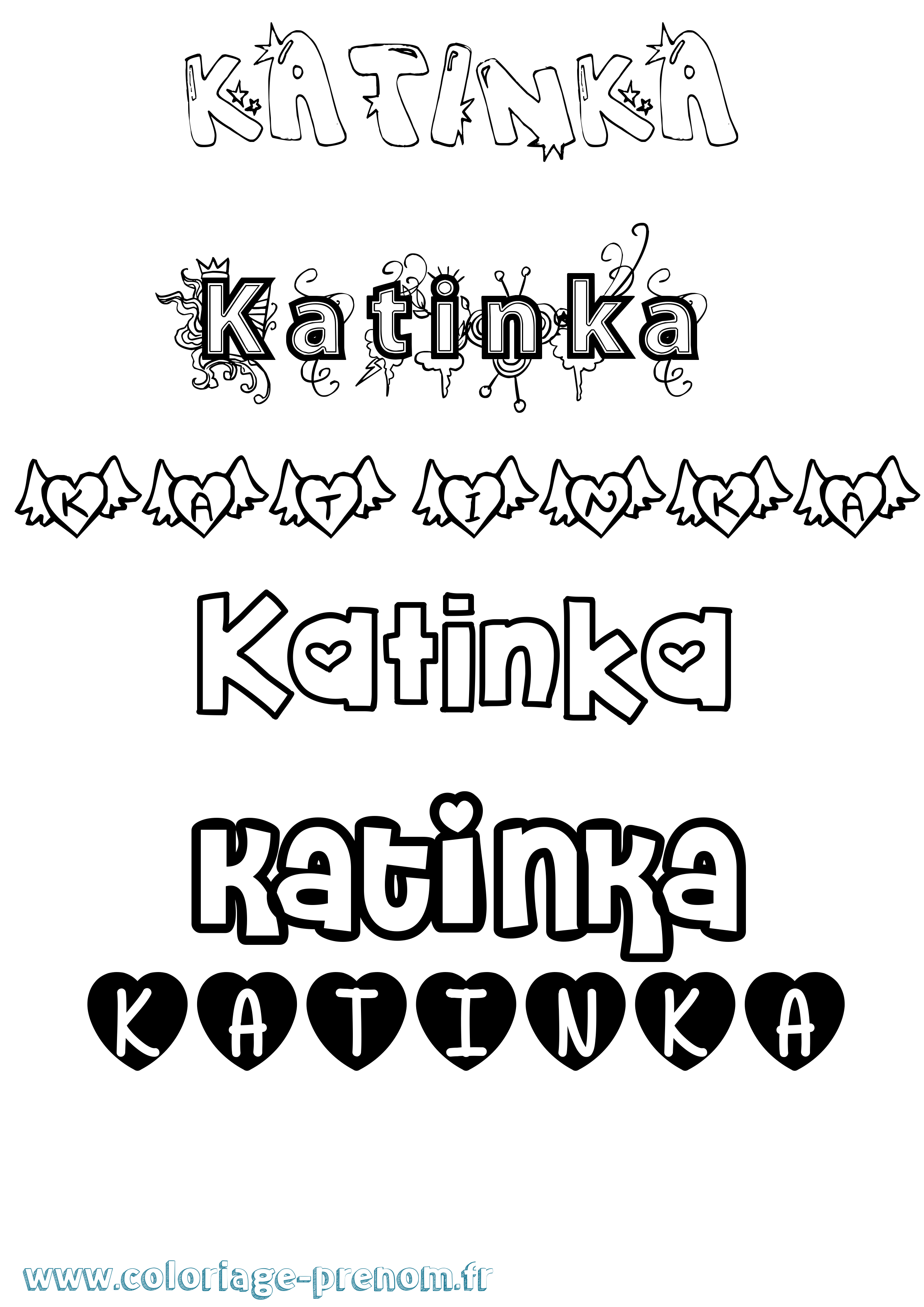 Coloriage Katinka Girly Coloriage prénom Katinka Girly