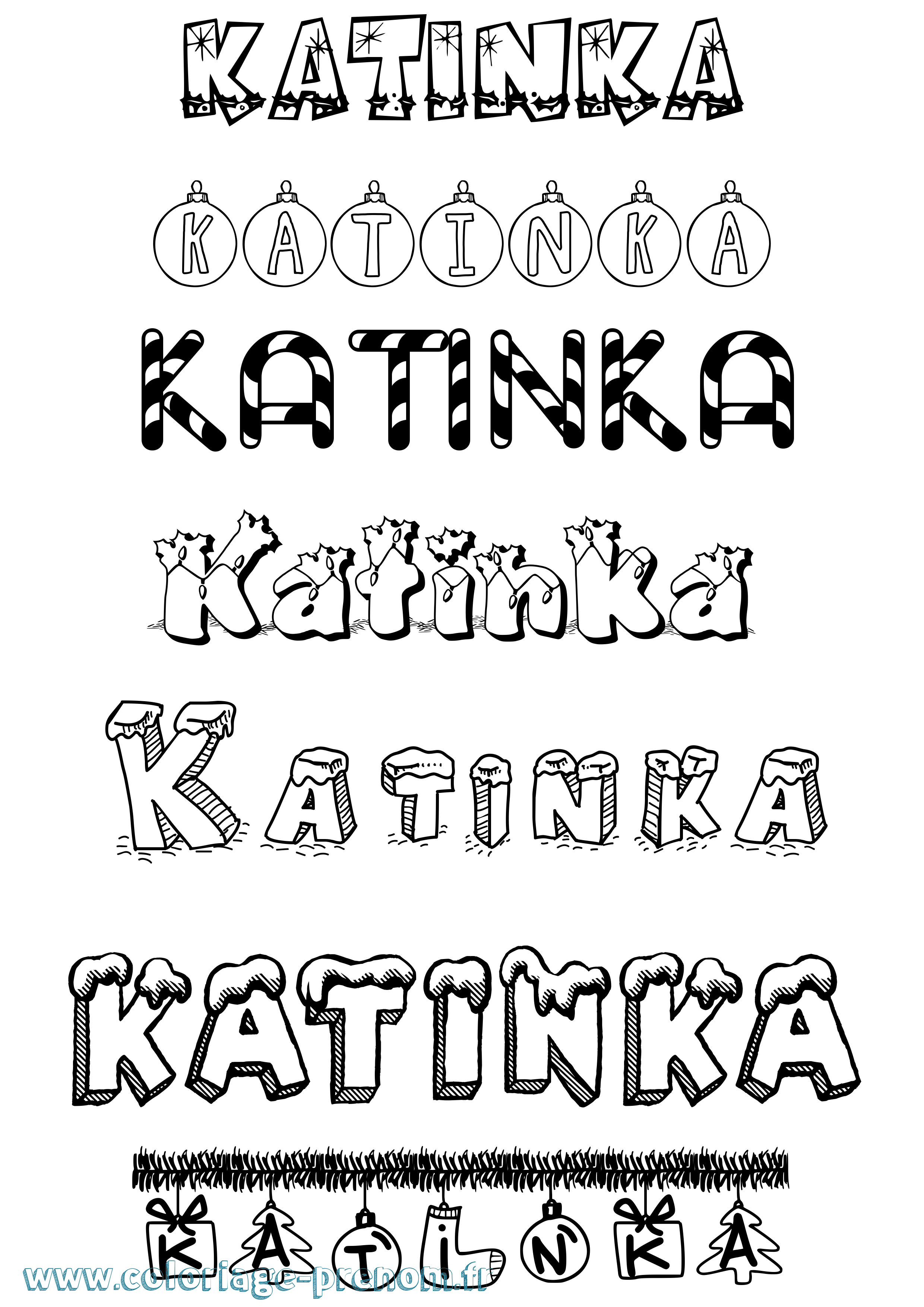 Coloriage Katinka Noël Coloriage prénom Katinka Noël