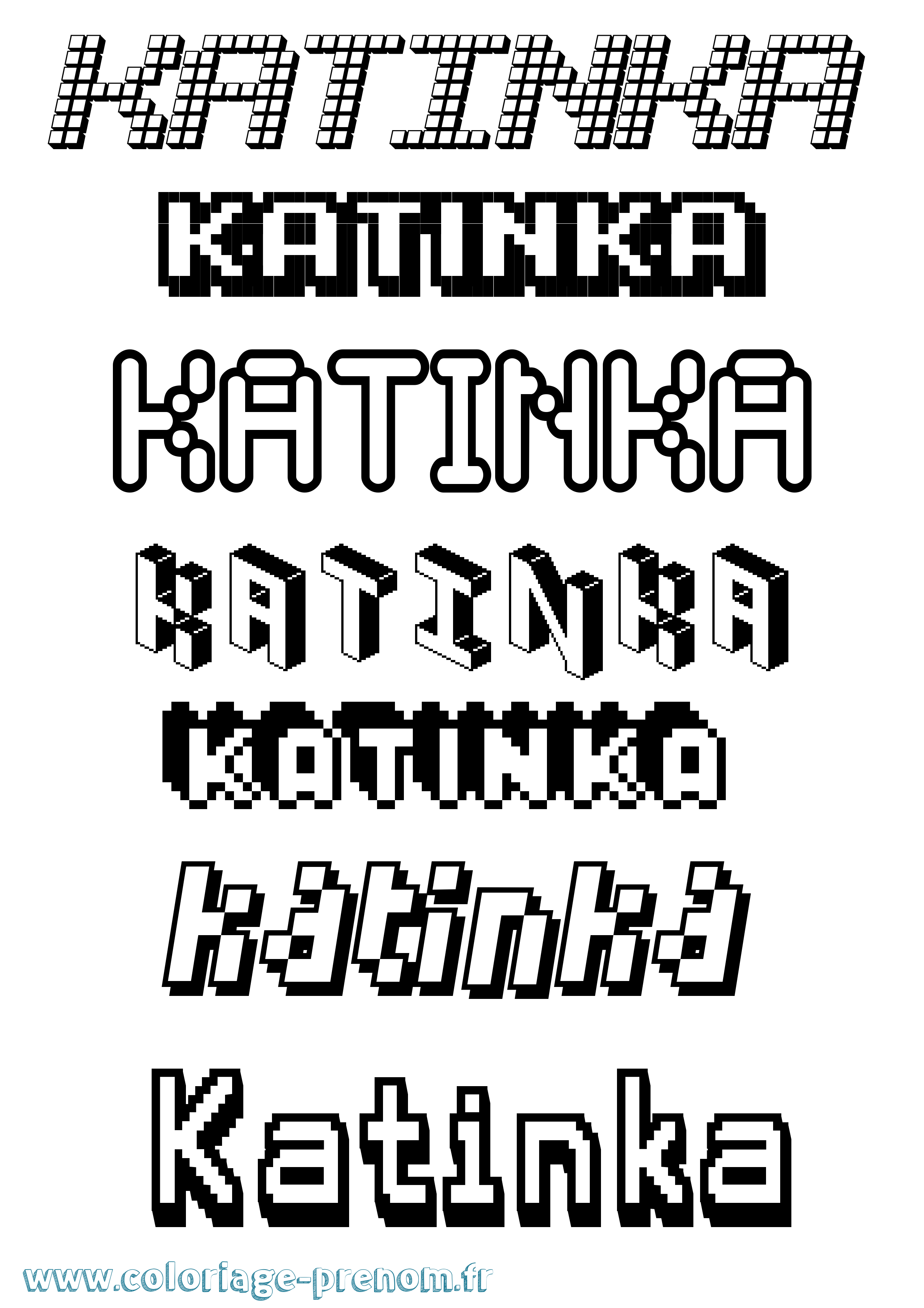 Coloriage Katinka Pixel Coloriage prénom Katinka Pixel