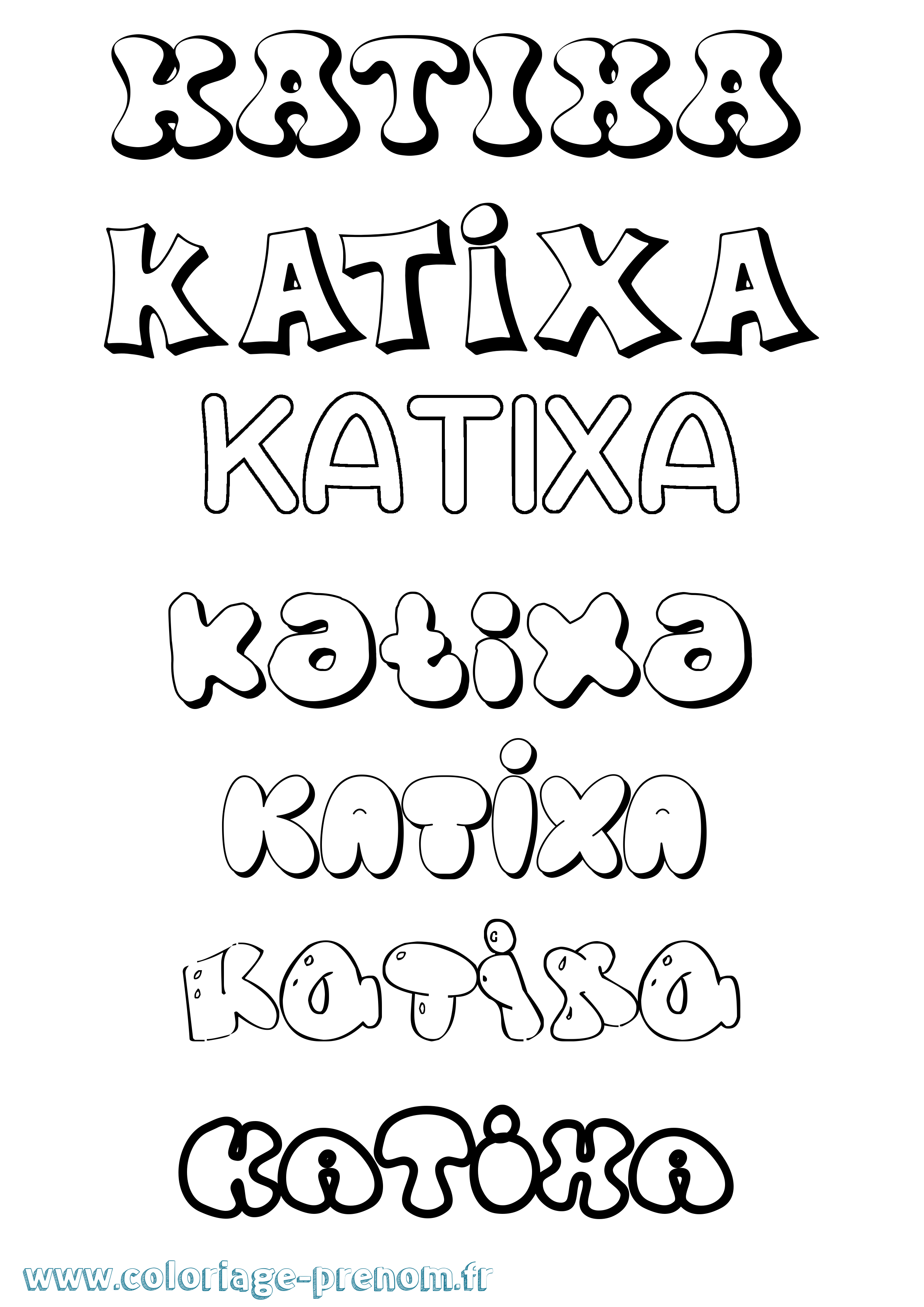 Coloriage Katixa Bubble Coloriage prénom Katixa Bubble