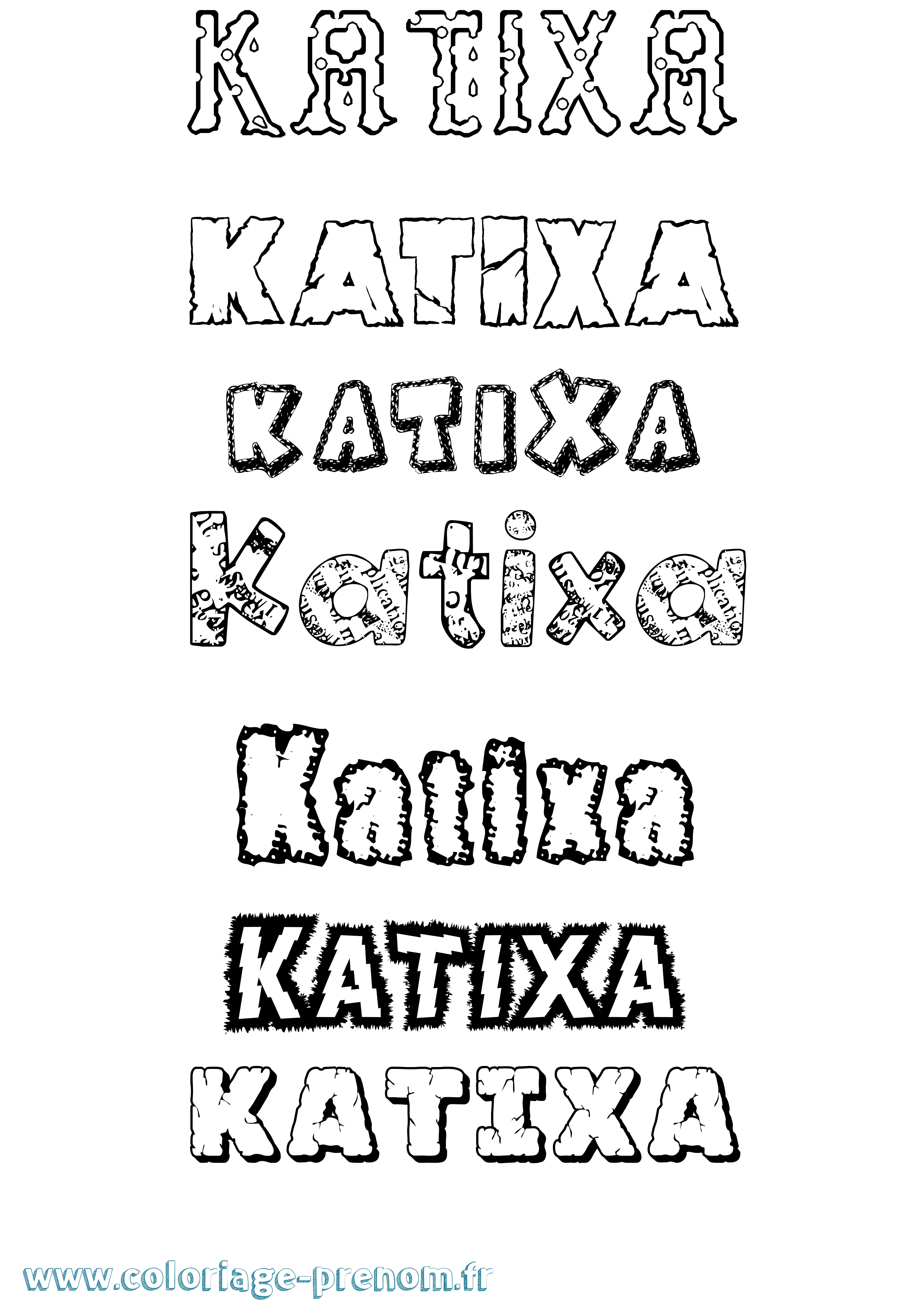 Coloriage Katixa Destructuré Coloriage prénom Katixa Destructuré