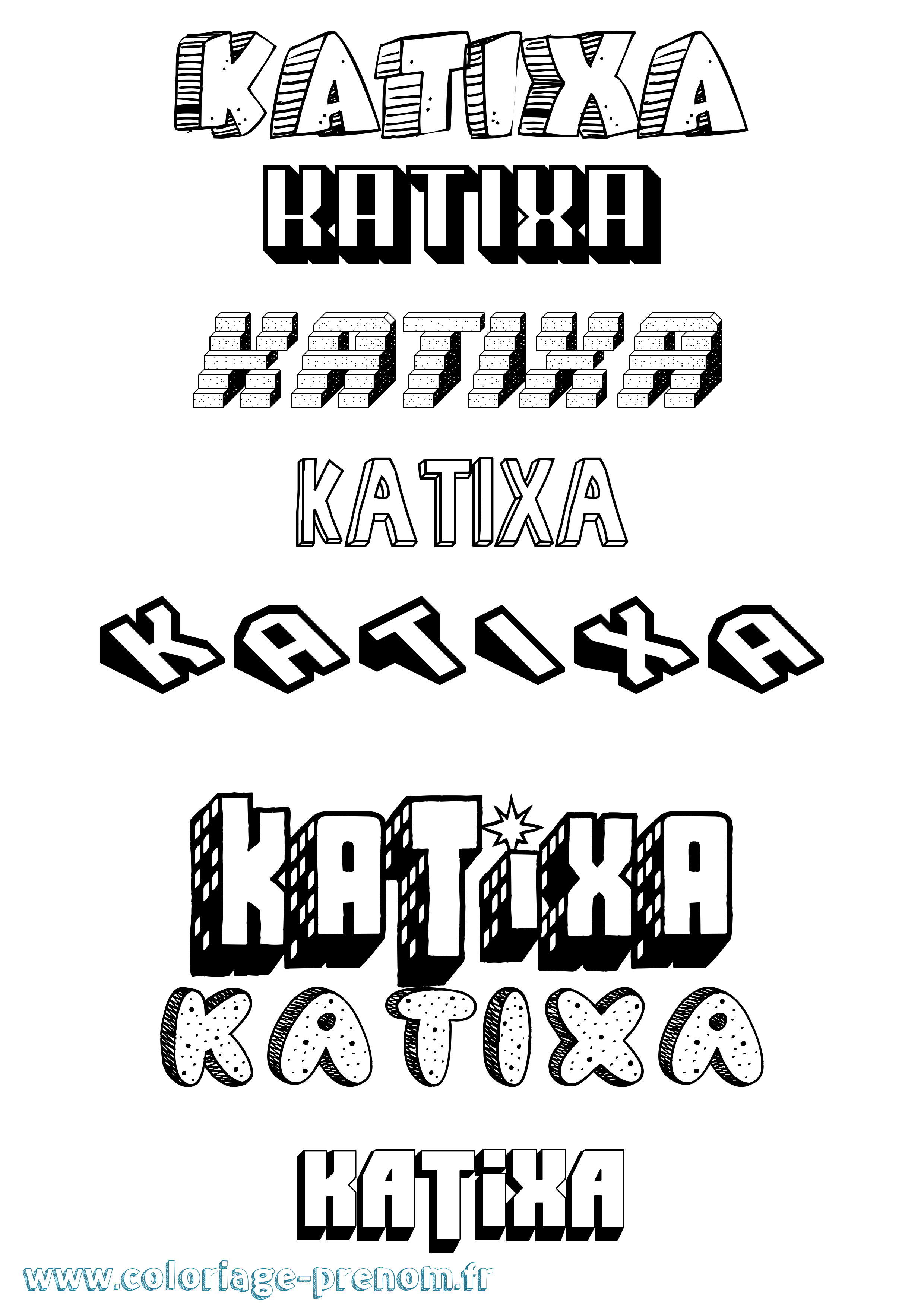 Coloriage Katixa Effet 3D Coloriage prénom Katixa Effet 3D